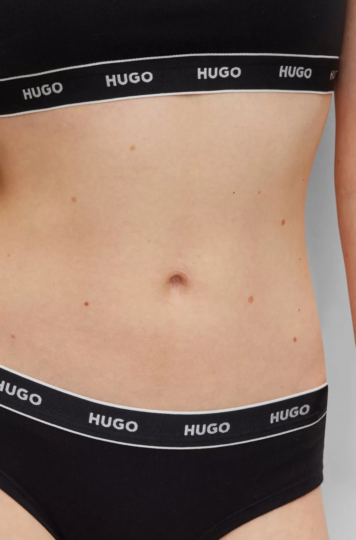 HUGO BOSS Pakke Med Tre Par Trusser I Bomuld Med Stræk Og Logolinning Sort Flash Sale
