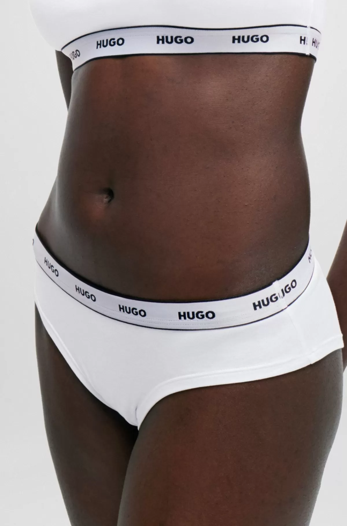 HUGO BOSS Pakke Med Tre Par Trusser I Bomuld Med Stræk Og Logolinning Hvid Clearance