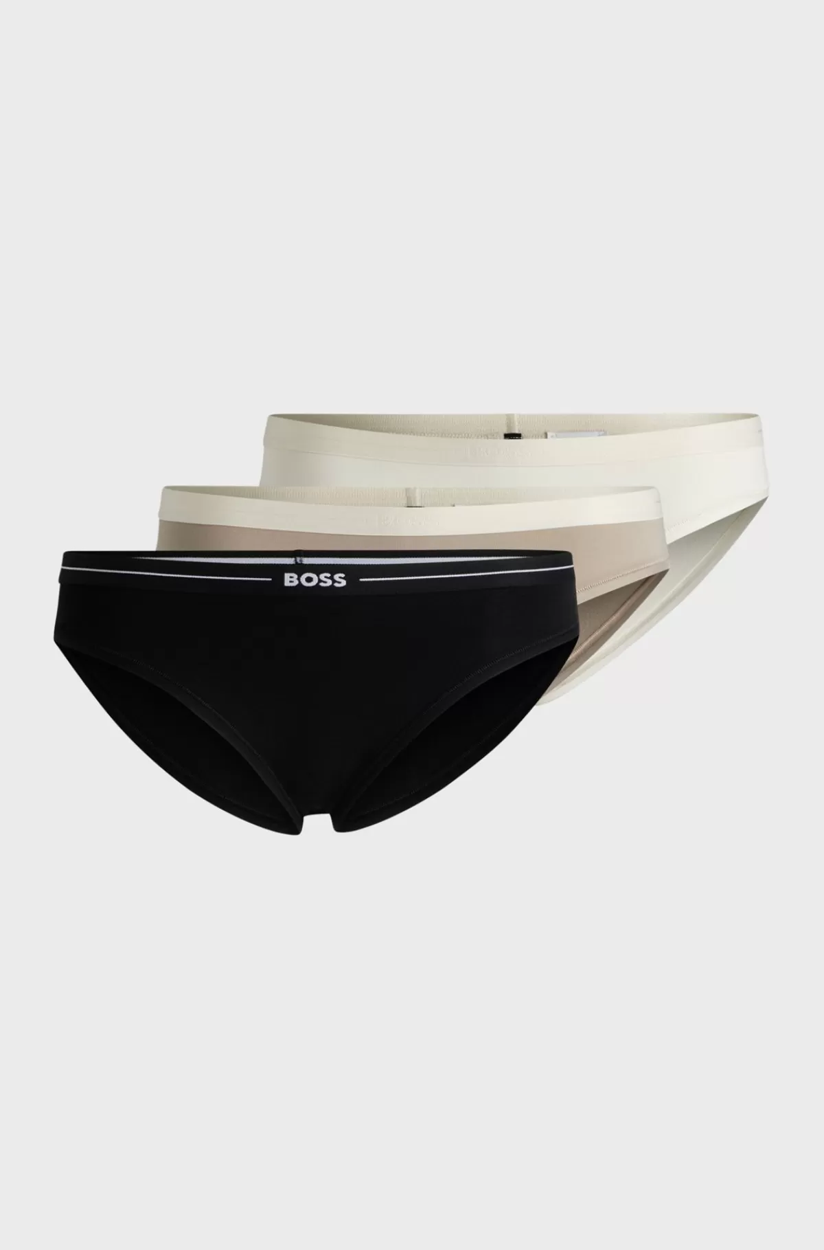 HUGO BOSS Pakke Med Tre Par Trusser Med Logo-linning Af Bomuld Med Stræk Sort/hvid/beige Online