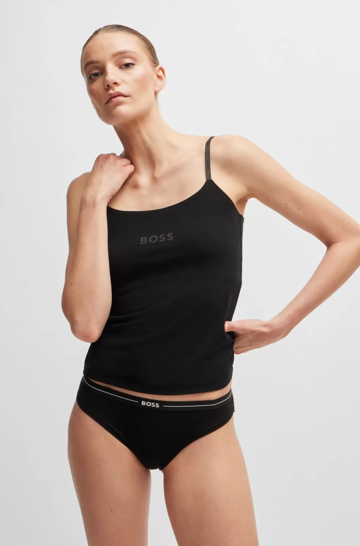 HUGO BOSS Pakke Med Tre Par Trusser Med Logo-linning Af Bomuld Med Stræk Sort/hvid/beige Online