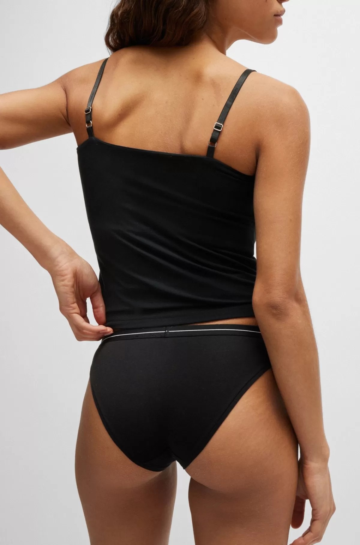 HUGO BOSS Pakke Med Tre Par Trusser Med Logo-linning Af Bomuld Med Stræk Sort Best Sale