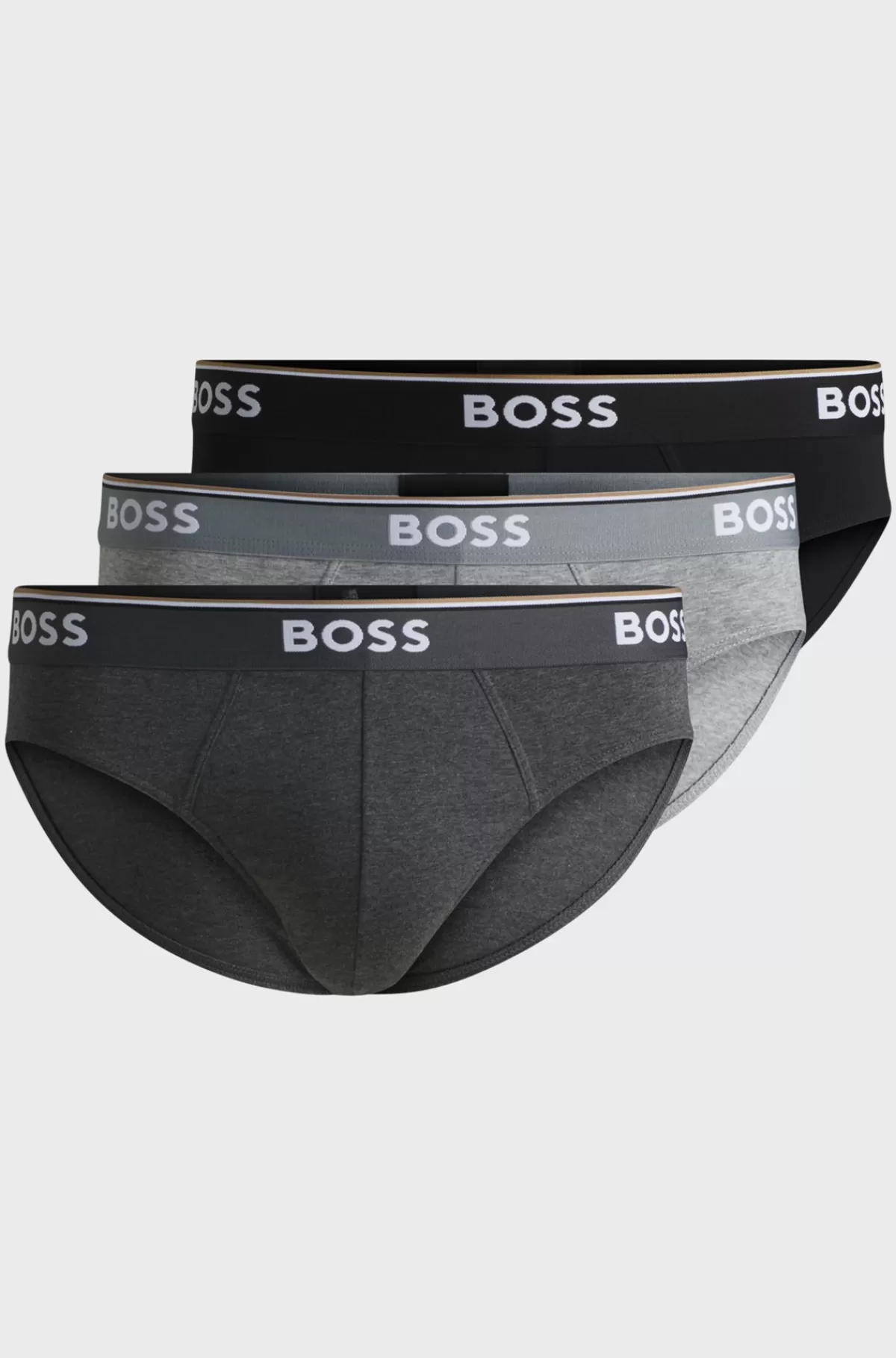 HUGO BOSS Pakke Med Tre Par Underbukser I Bomuld Med Stræk Med Logo-linning Grå Outlet