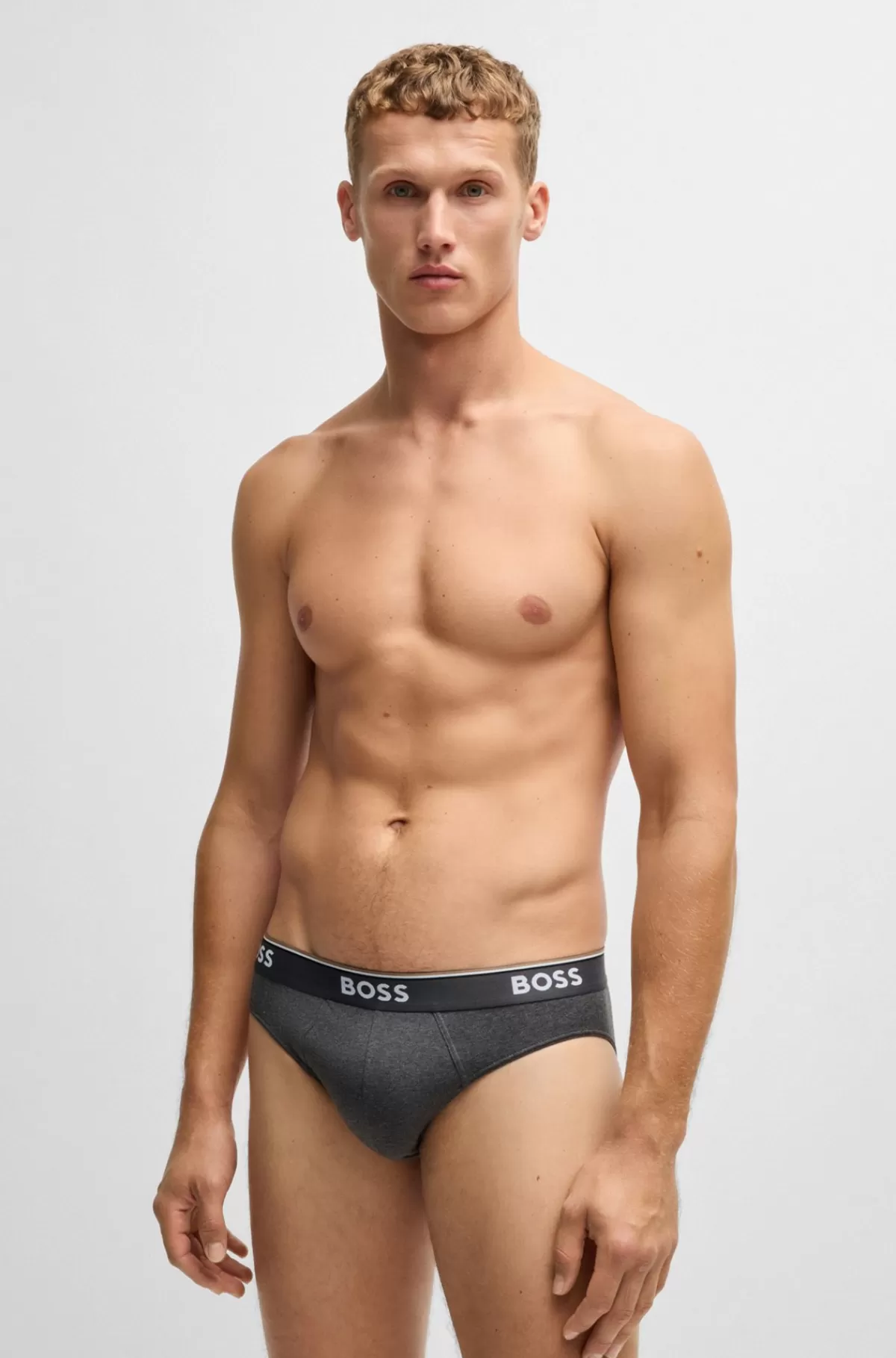 HUGO BOSS Pakke Med Tre Par Underbukser I Bomuld Med Stræk Med Logo-linning Grå Outlet