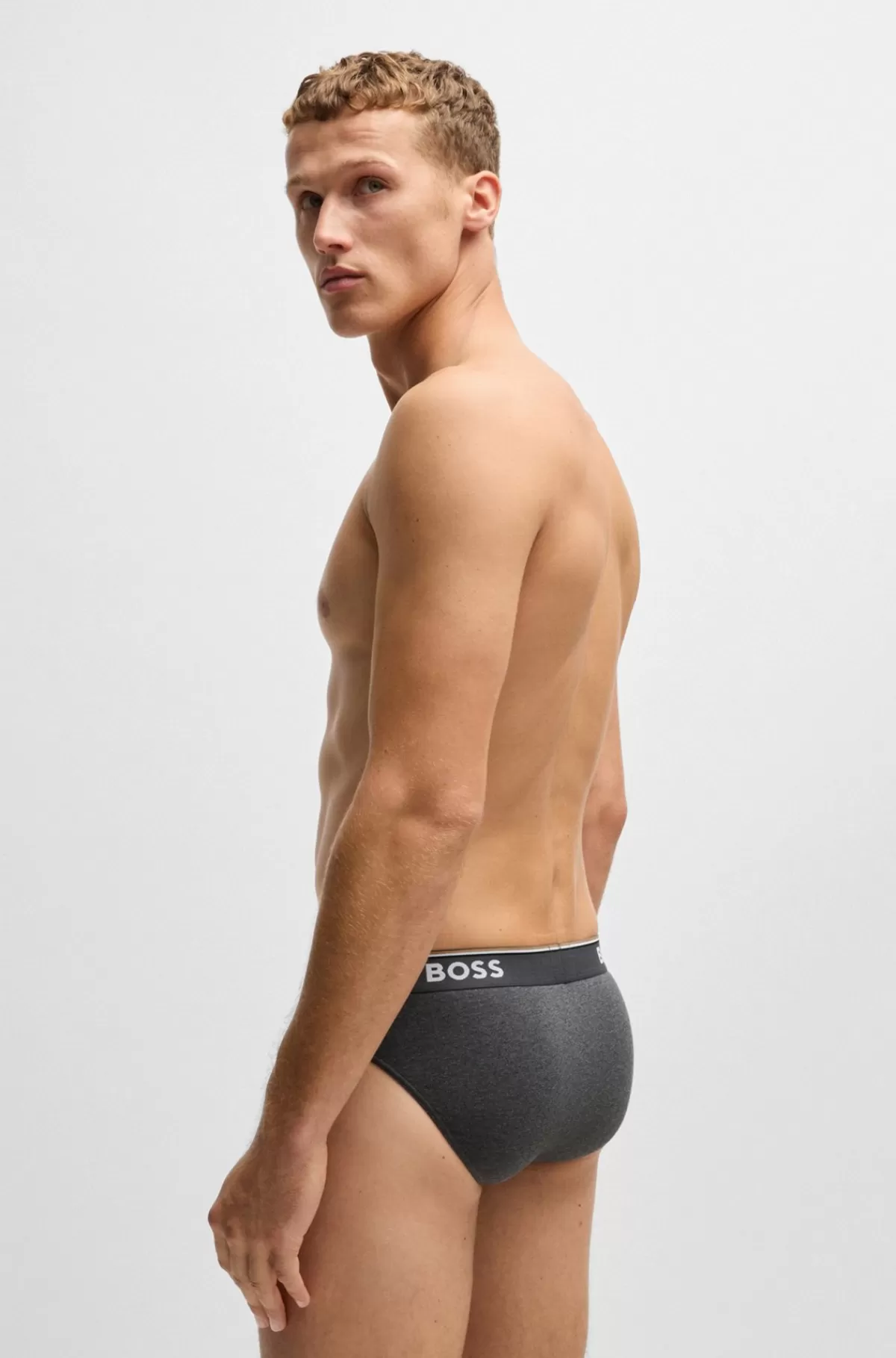 HUGO BOSS Pakke Med Tre Par Underbukser I Bomuld Med Stræk Med Logo-linning Grå Outlet