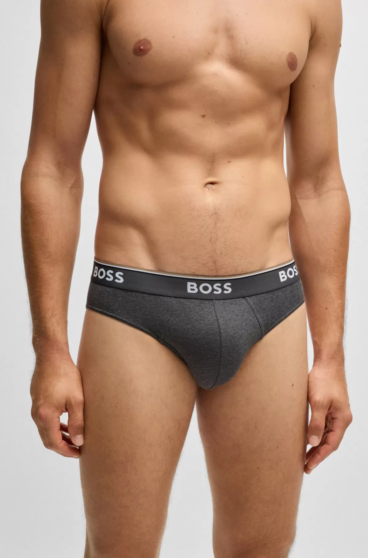 HUGO BOSS Pakke Med Tre Par Underbukser I Bomuld Med Stræk Med Logo-linning Grå Outlet