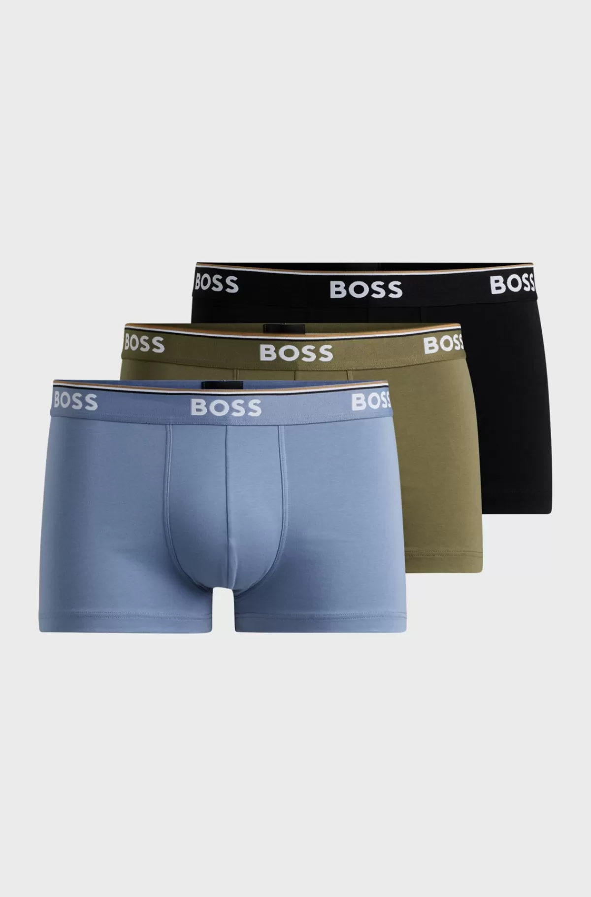 HUGO BOSS Pakke Med Tre Par Underbukser I Bomuld Med Stræk Og Linning Med Logo Sort/grøn/lyseblå Clearance
