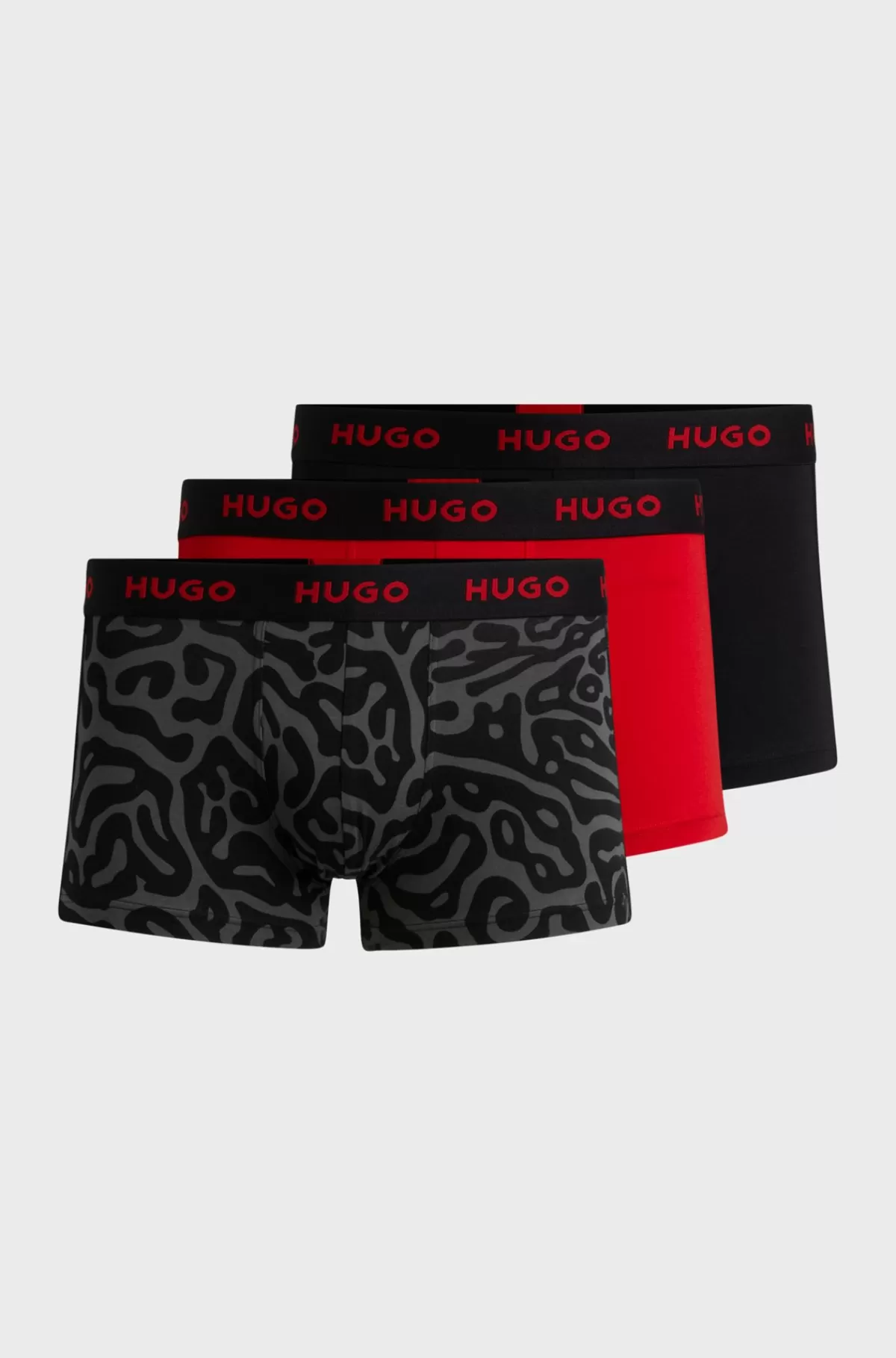 HUGO BOSS Pakke Med Tre Par Underbukser I Bomuld Med Stræk Og Linning Med Logo Sort/mørkegrå/rød Hot