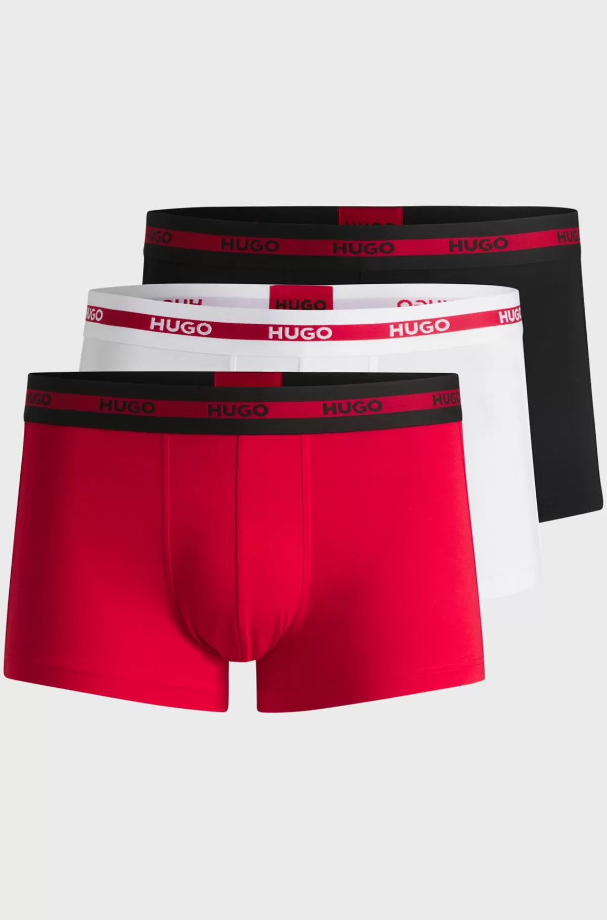 HUGO BOSS Pakke Med Tre Par Underbukser I Bomuld Med Stræk Og Linning Med Logo Sort/hvid/rød Sale