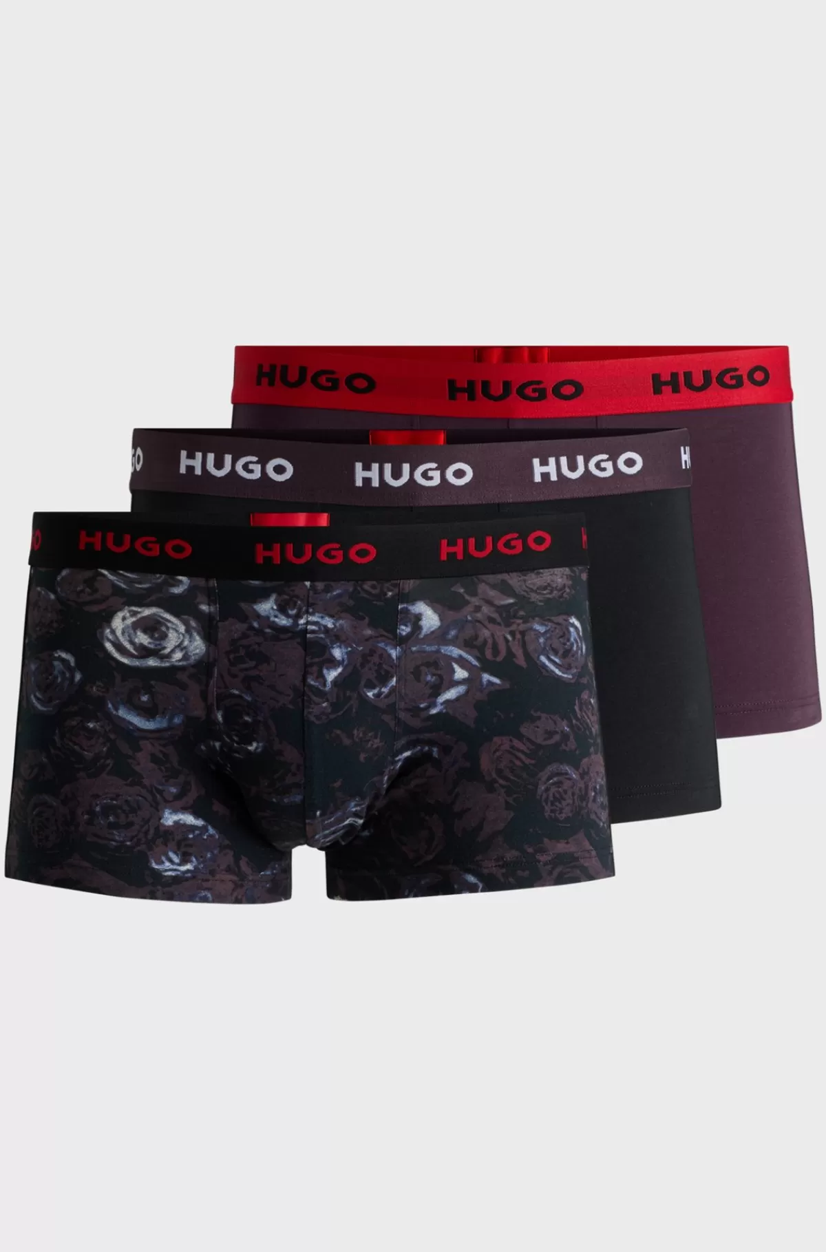 HUGO BOSS Pakke Med Tre Par Underbukser I Bomuld Med Stræk Og Linning Med Logo Sort/rød Fashion