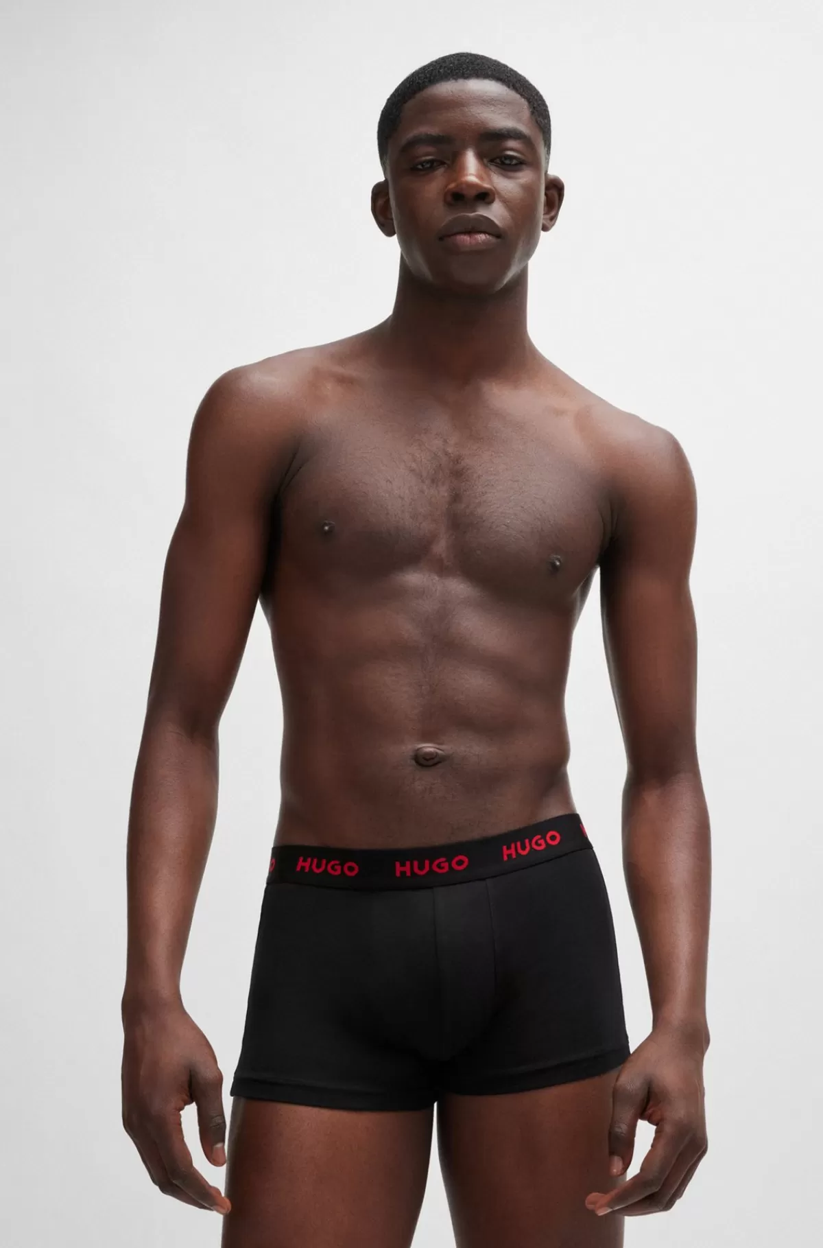 HUGO BOSS Pakke Med Tre Par Underbukser I Bomuld Med Stræk Og Linning Med Logo Sort/mørkegrå/rød Hot