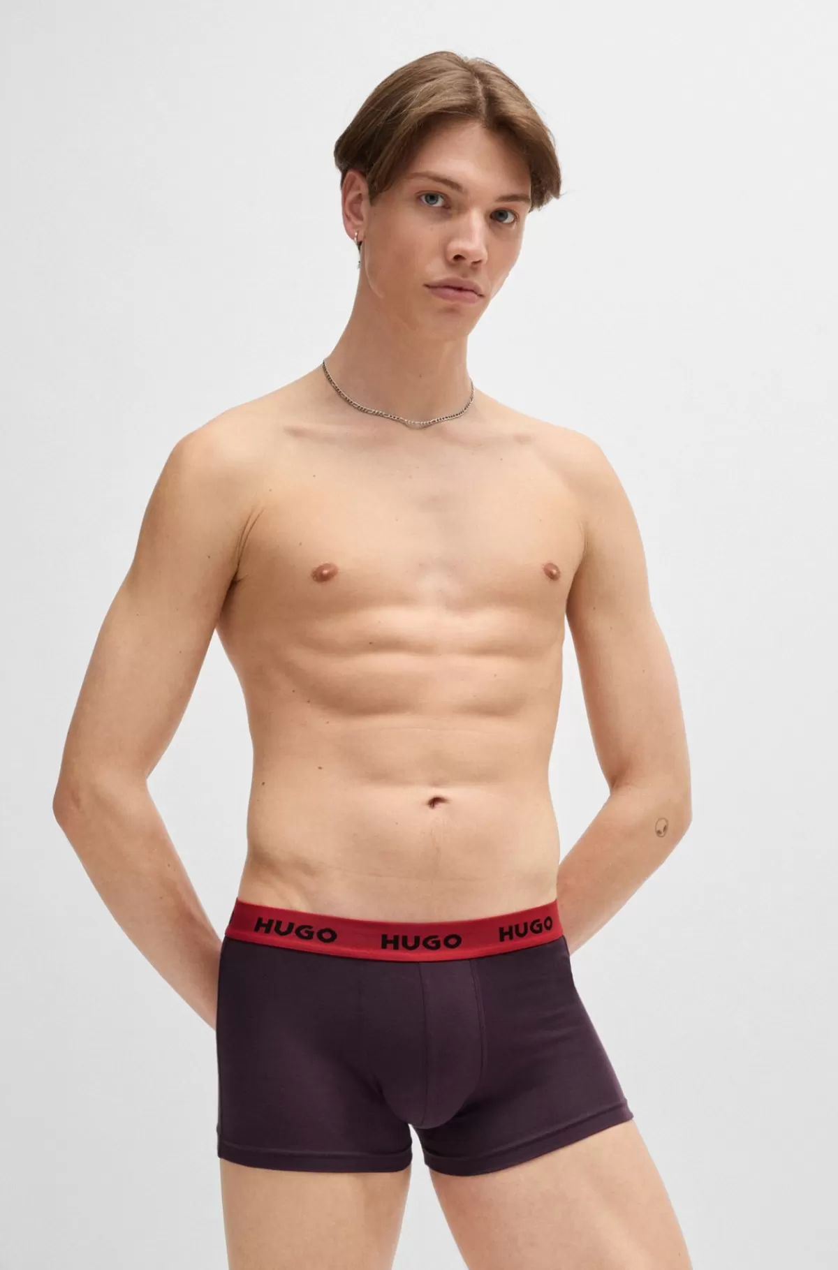 HUGO BOSS Pakke Med Tre Par Underbukser I Bomuld Med Stræk Og Linning Med Logo Sort/rød Fashion