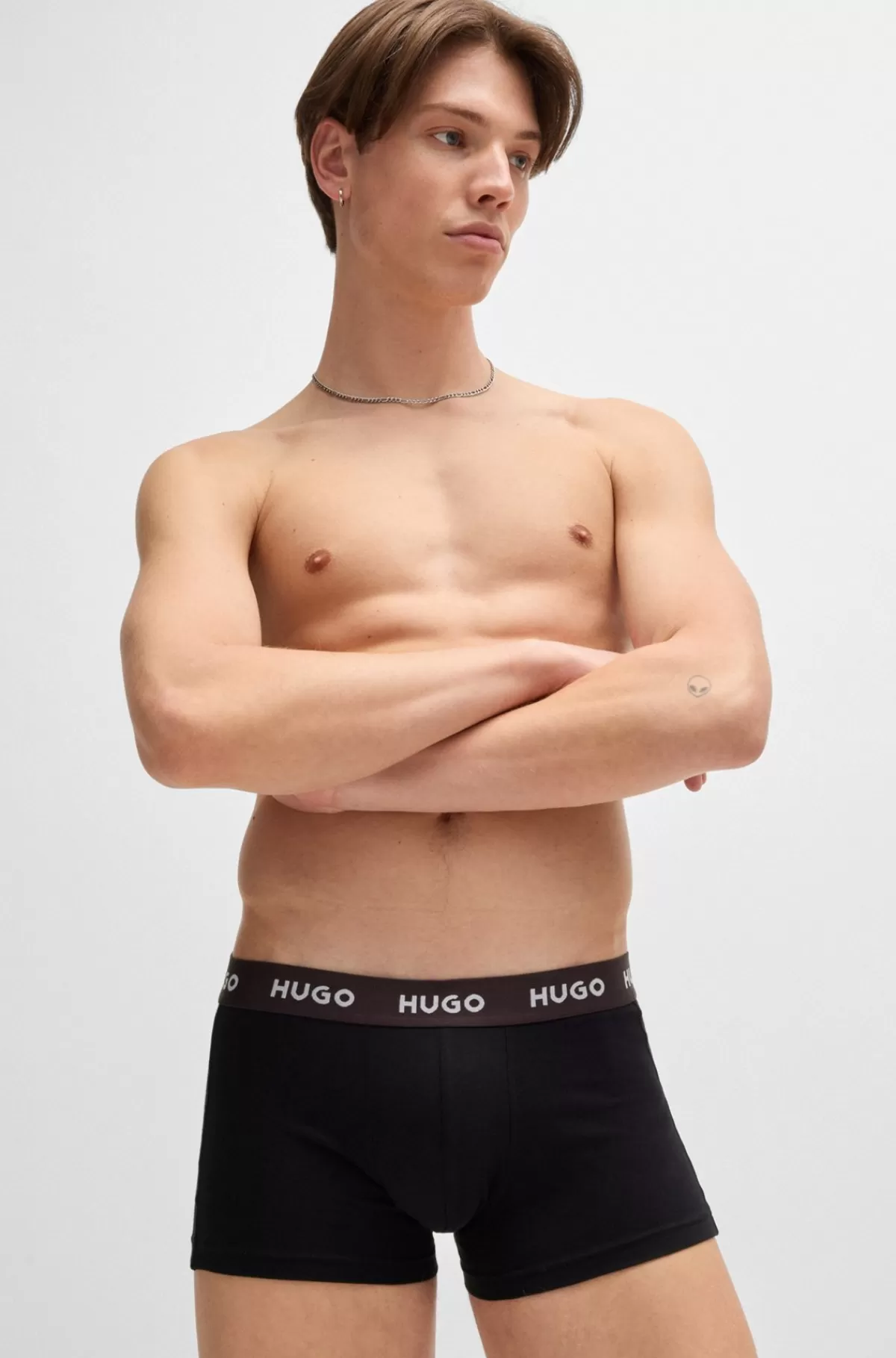 HUGO BOSS Pakke Med Tre Par Underbukser I Bomuld Med Stræk Og Linning Med Logo Sort/rød Fashion