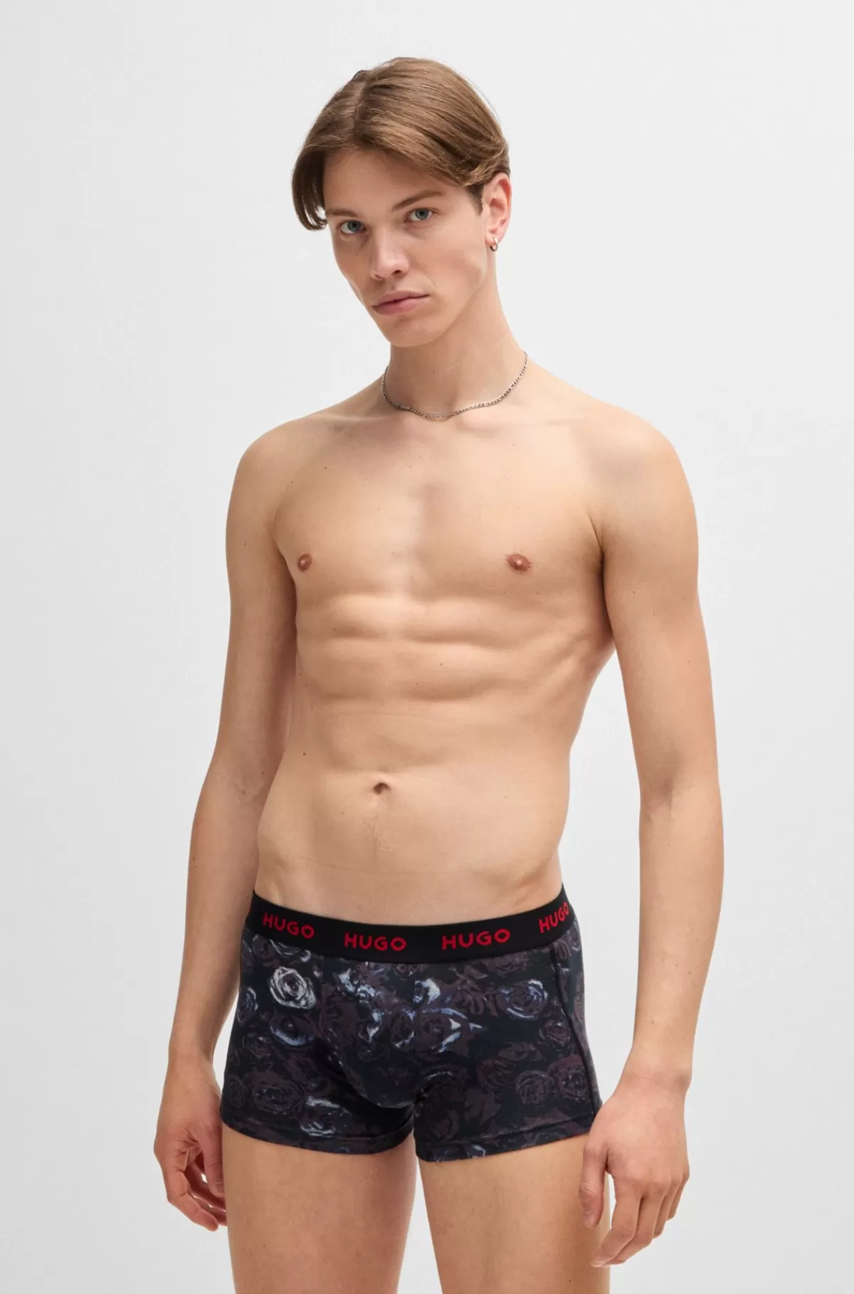 HUGO BOSS Pakke Med Tre Par Underbukser I Bomuld Med Stræk Og Linning Med Logo Sort/rød Fashion