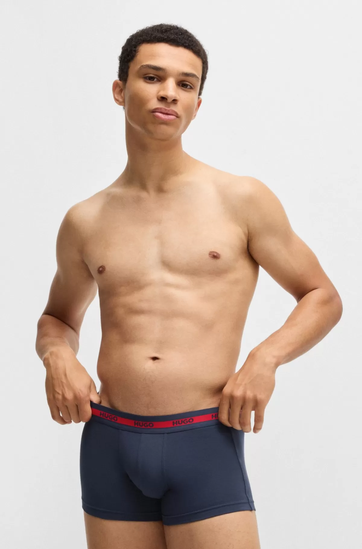 HUGO BOSS Pakke Med Tre Par Underbukser I Bomuld Med Stræk Og Linning Med Logo Mørkeblå New