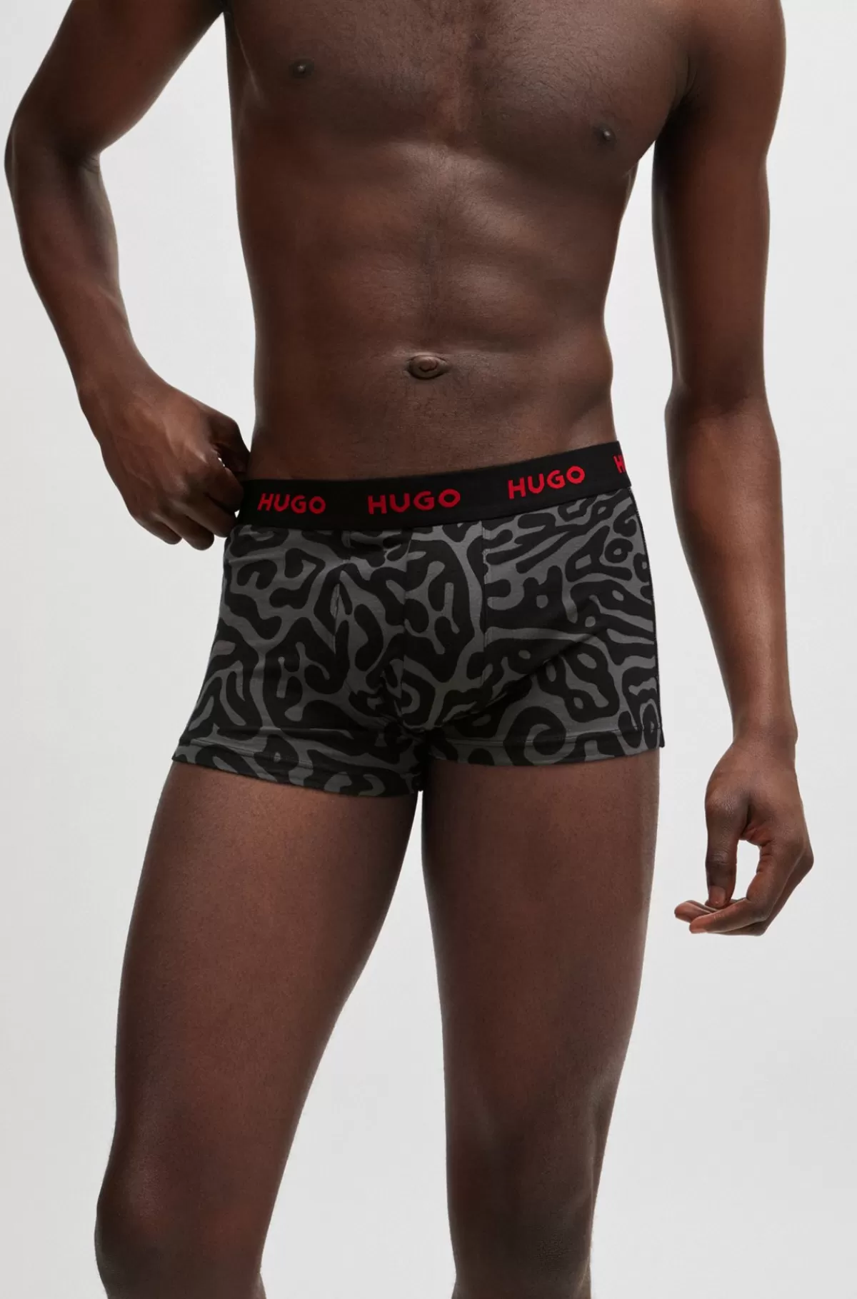 HUGO BOSS Pakke Med Tre Par Underbukser I Bomuld Med Stræk Og Linning Med Logo Sort/mørkegrå/rød Hot