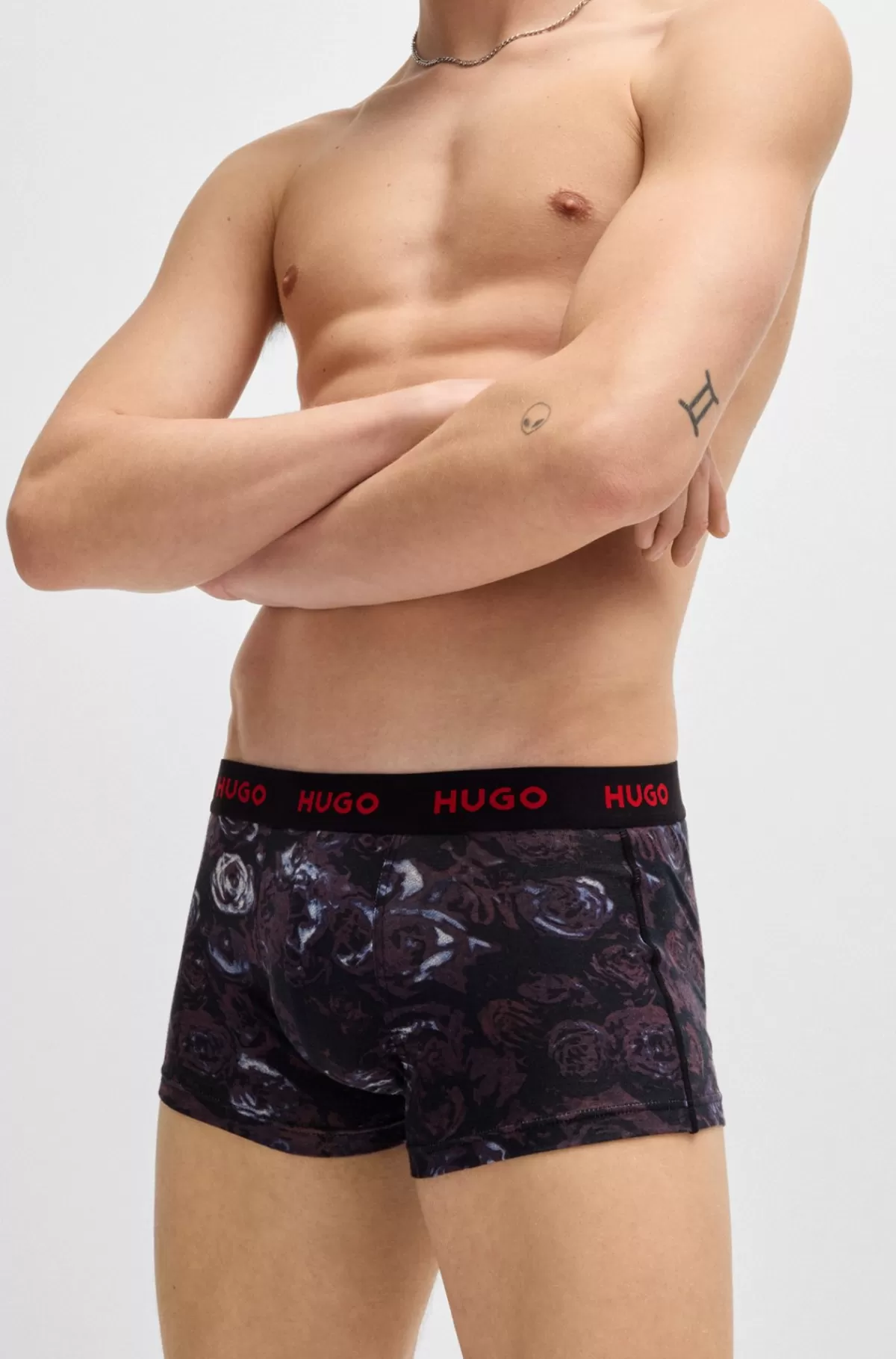 HUGO BOSS Pakke Med Tre Par Underbukser I Bomuld Med Stræk Og Linning Med Logo Sort/rød Fashion