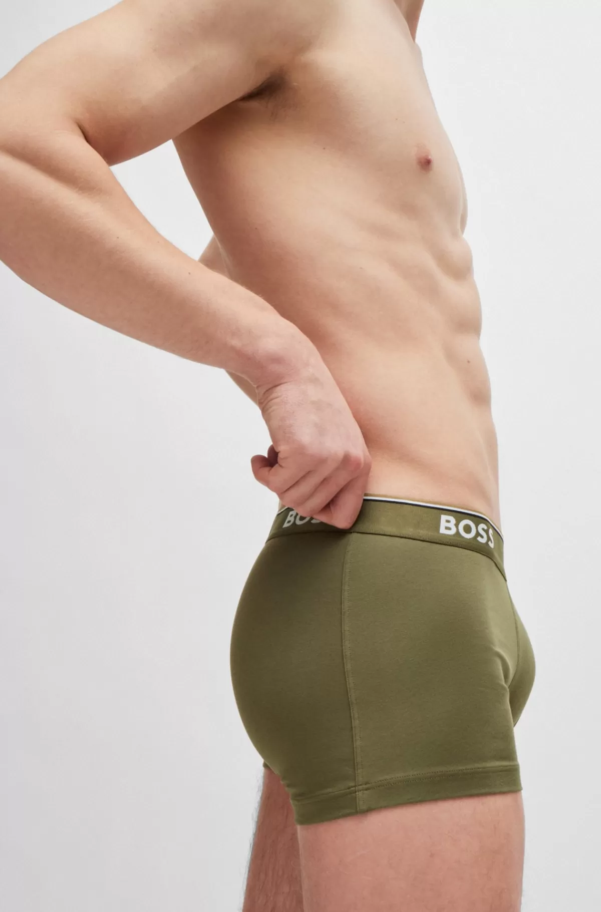 HUGO BOSS Pakke Med Tre Par Underbukser I Bomuld Med Stræk Og Linning Med Logo Sort/grøn/lyseblå Clearance