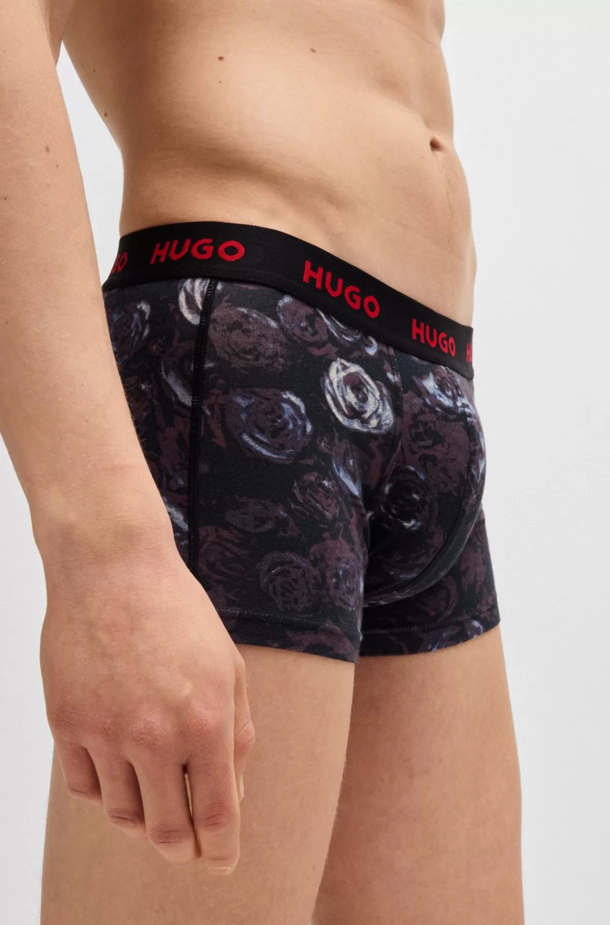 HUGO BOSS Pakke Med Tre Par Underbukser I Bomuld Med Stræk Og Linning Med Logo Sort/rød Fashion