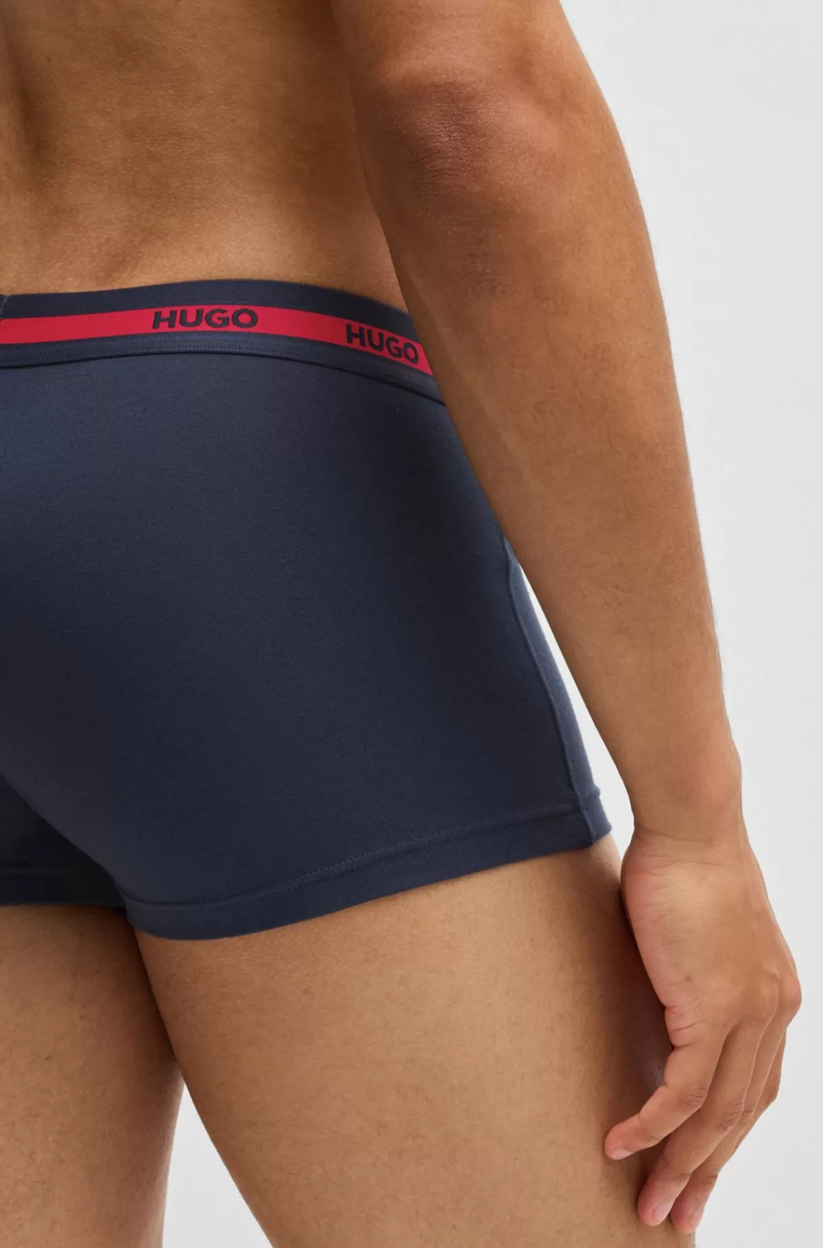HUGO BOSS Pakke Med Tre Par Underbukser I Bomuld Med Stræk Og Linning Med Logo Mørkeblå New