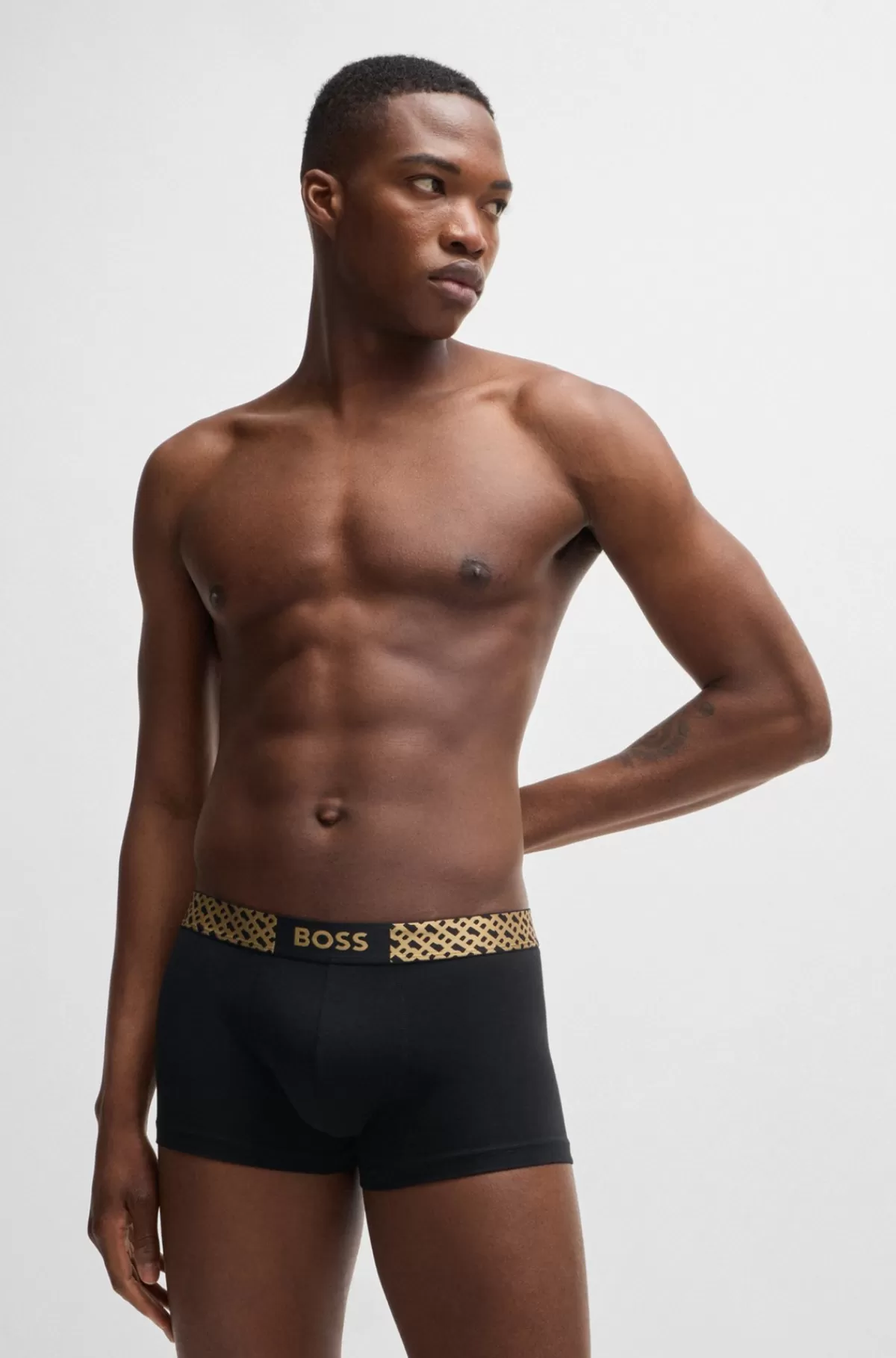 HUGO BOSS Pakke Med Tre Par Underbukser I Bomuld Med Stræk Og Linning Med Monogram Sort/blå Outlet