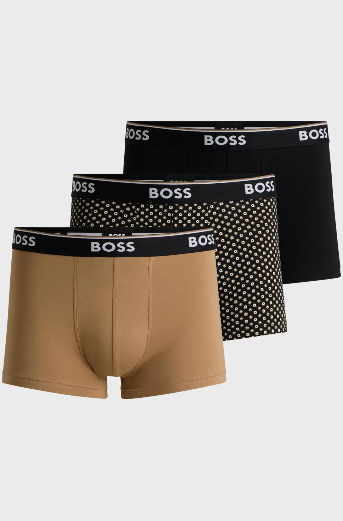 HUGO BOSS Pakke Med Tre Par Underbukser I Bomuld Med Stræk Og Logolinning Sort/hvid/beige Fashion