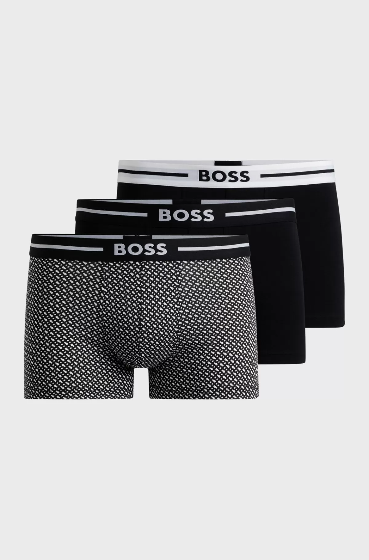 HUGO BOSS Pakke Med Tre Par Underbukser I Bomuld Med Stræk Og Logolinning Mørkeblå Flash Sale