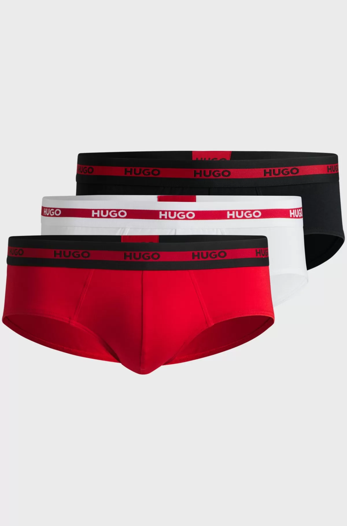 HUGO BOSS Pakke Med Tre Par Underbukser I Bomuld Med Stræk Og Logolinning Sort/rød/hvid Cheap