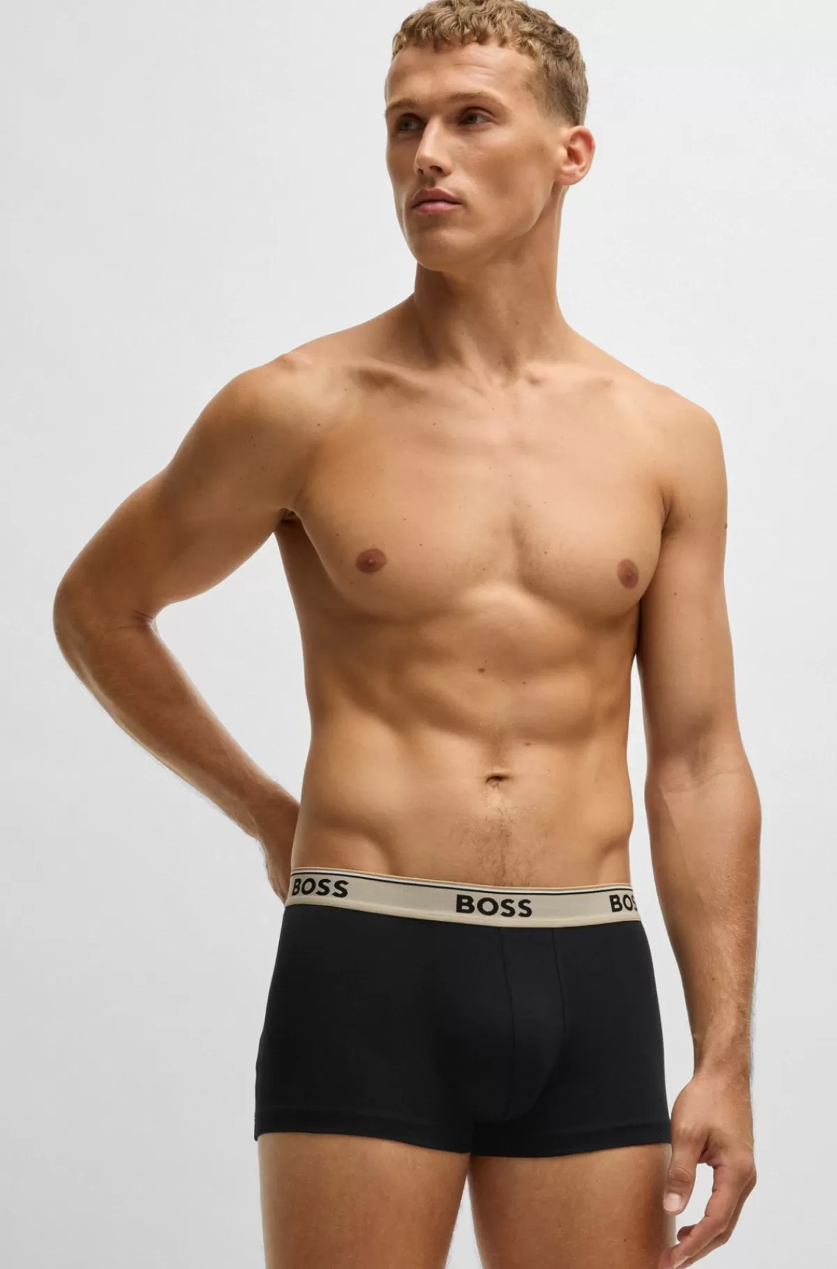 HUGO BOSS Pakke Med Tre Par Underbukser I Bomuld Med Stræk Og Logolinning Sort Outlet
