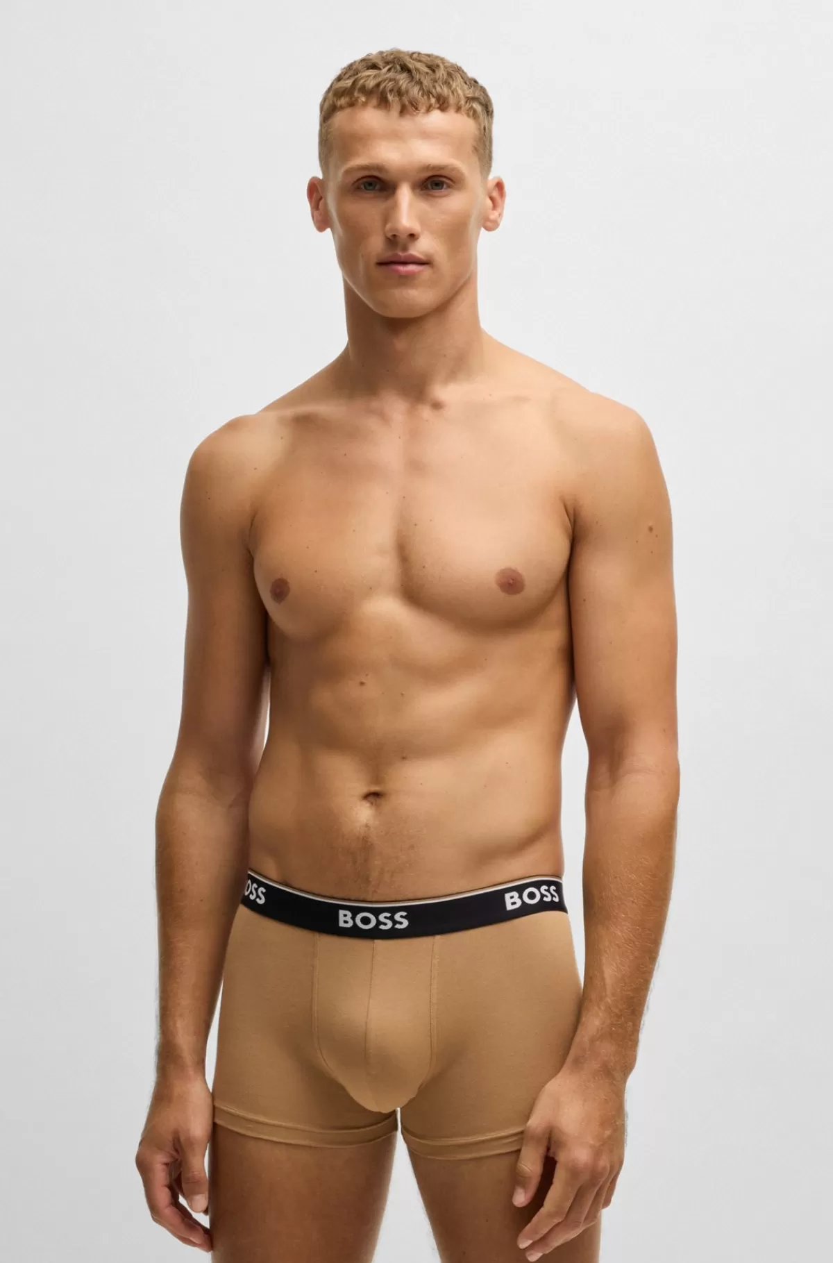 HUGO BOSS Pakke Med Tre Par Underbukser I Bomuld Med Stræk Og Logolinning Sort/hvid/beige Fashion