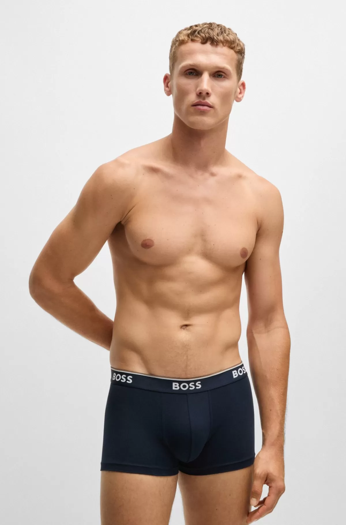 HUGO BOSS Pakke Med Tre Par Underbukser I Bomuld Med Stræk Og Logolinning Sort/grå/blå Shop