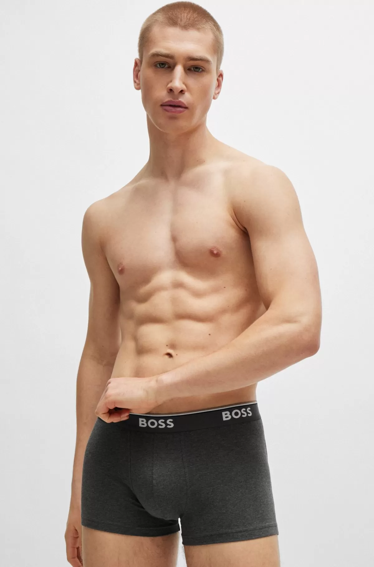 HUGO BOSS Pakke Med Tre Par Underbukser I Bomuld Med Stræk Og Logolinning Sort/grå Flash Sale