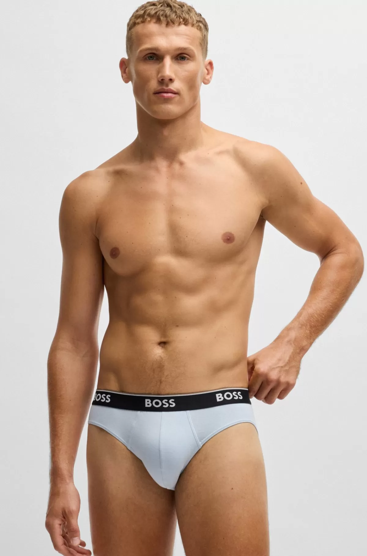 HUGO BOSS Pakke Med Tre Par Underbukser I Bomuld Med Stræk Og Logolinning Sort/blå Cheap