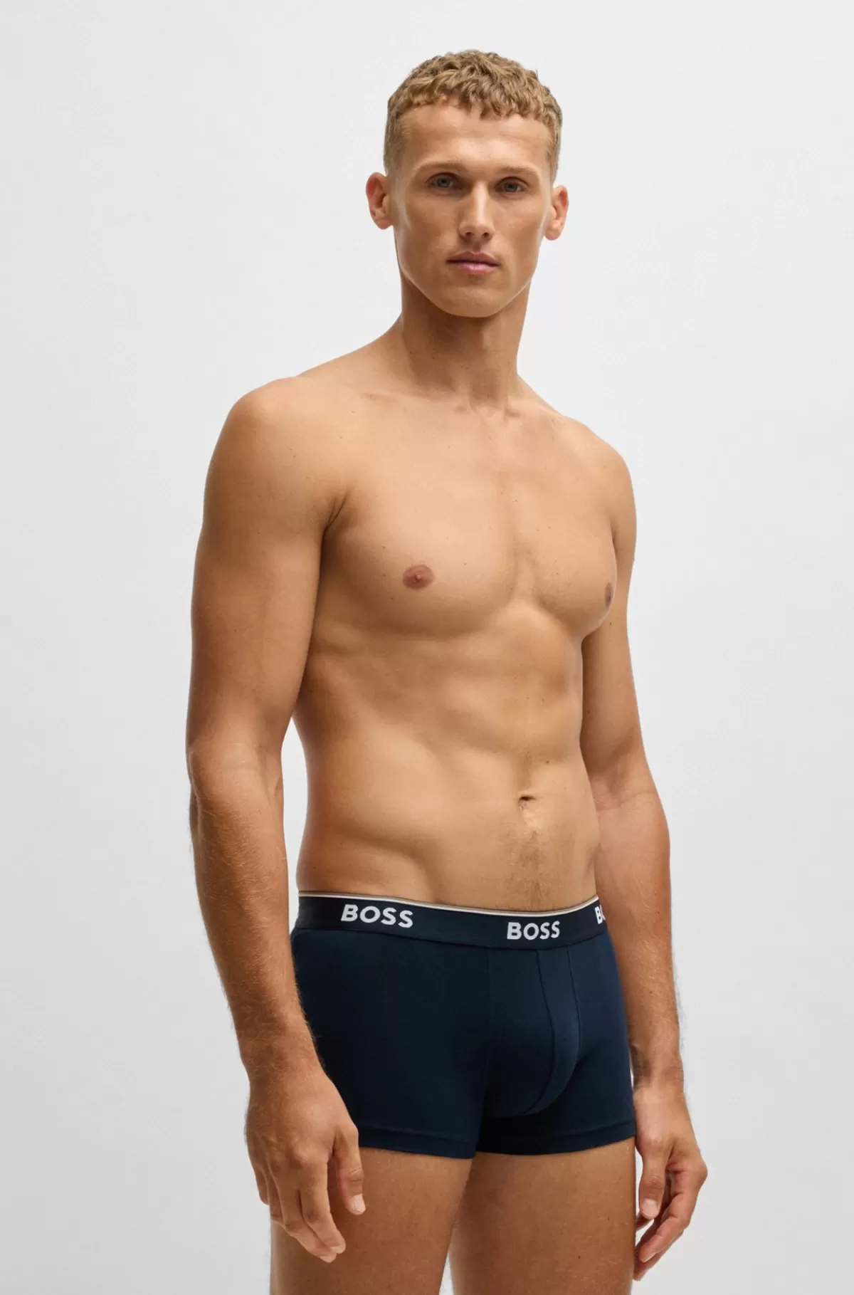 HUGO BOSS Pakke Med Tre Par Underbukser I Bomuld Med Stræk Og Logolinning Mørkeblå New
