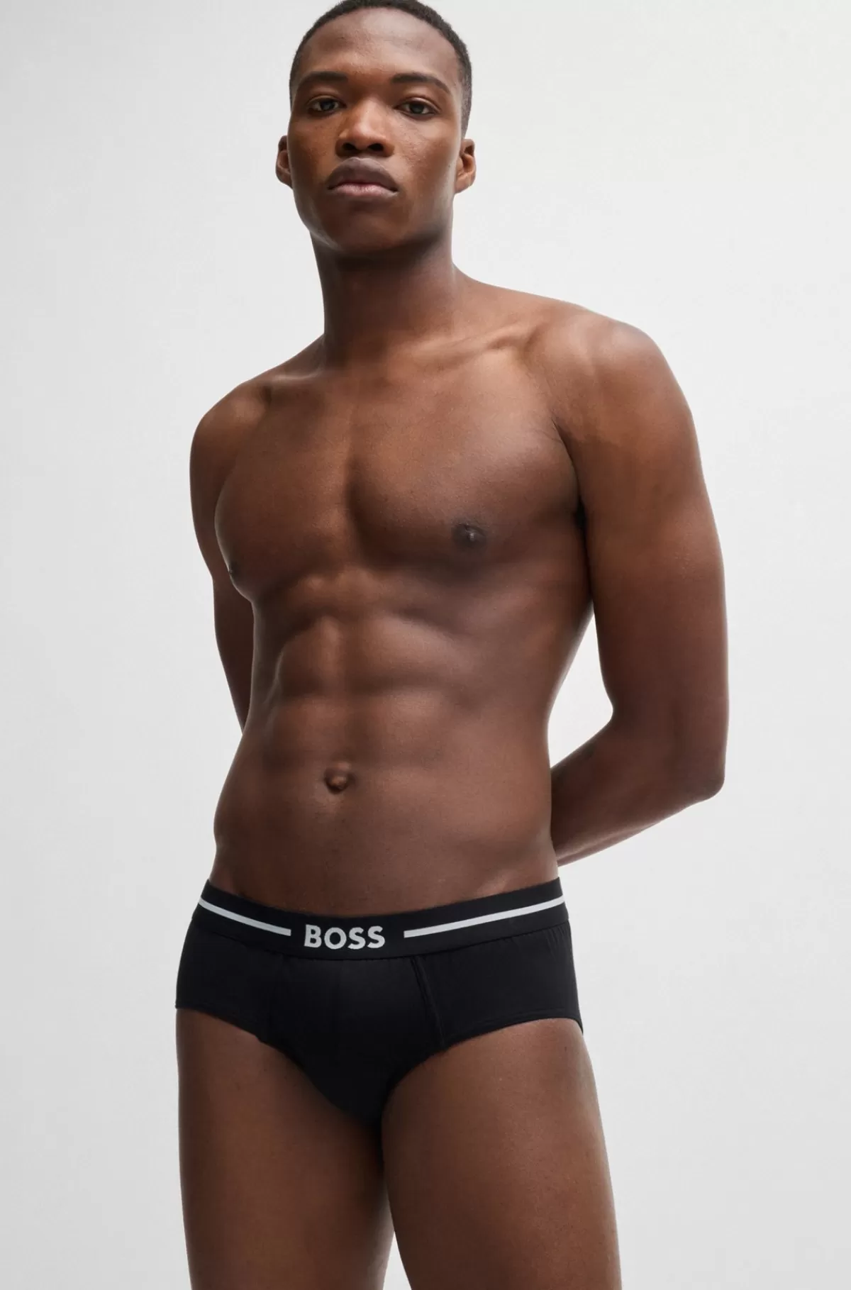 HUGO BOSS Pakke Med Tre Par Underbukser I Bomuld Med Stræk Og Logolinning Sort/mørkegrøn Flash Sale