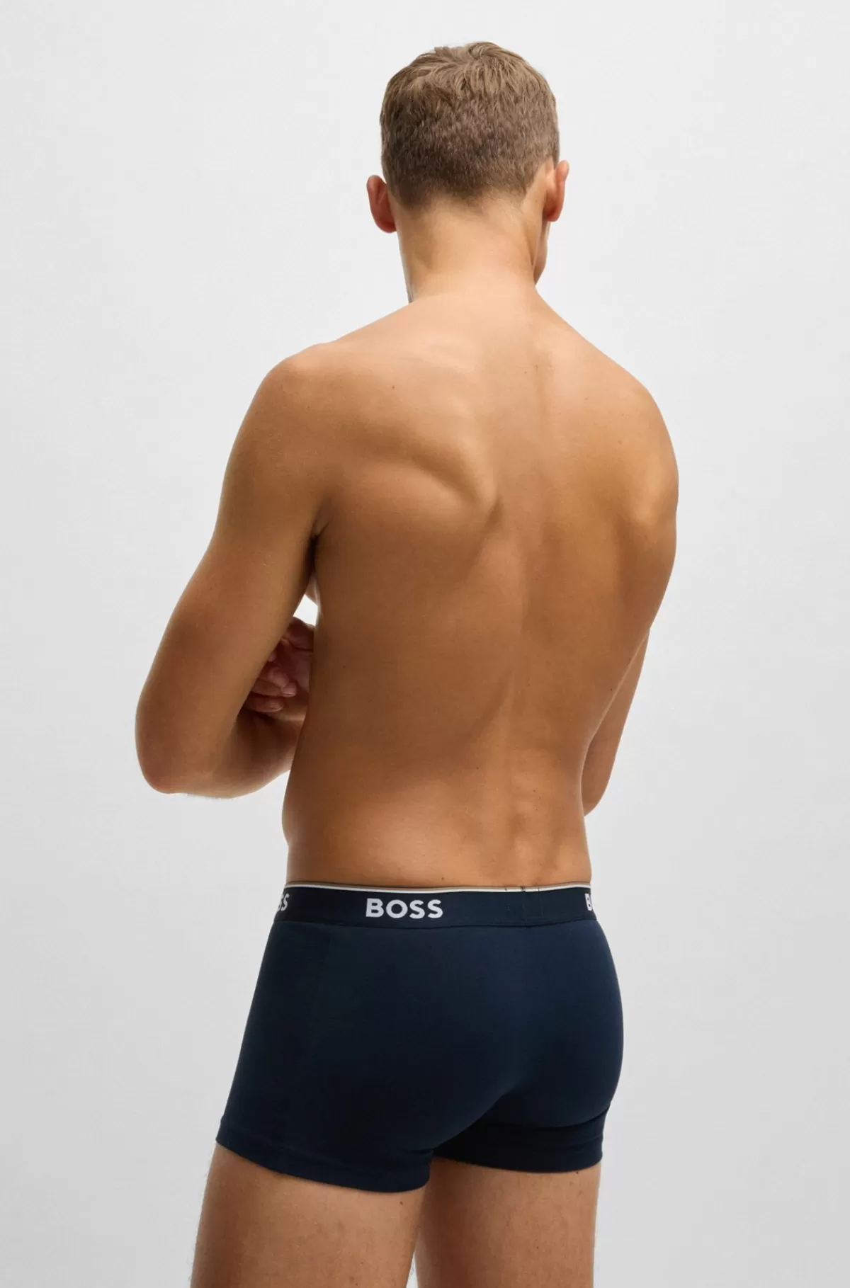 HUGO BOSS Pakke Med Tre Par Underbukser I Bomuld Med Stræk Og Logolinning Mørkeblå New