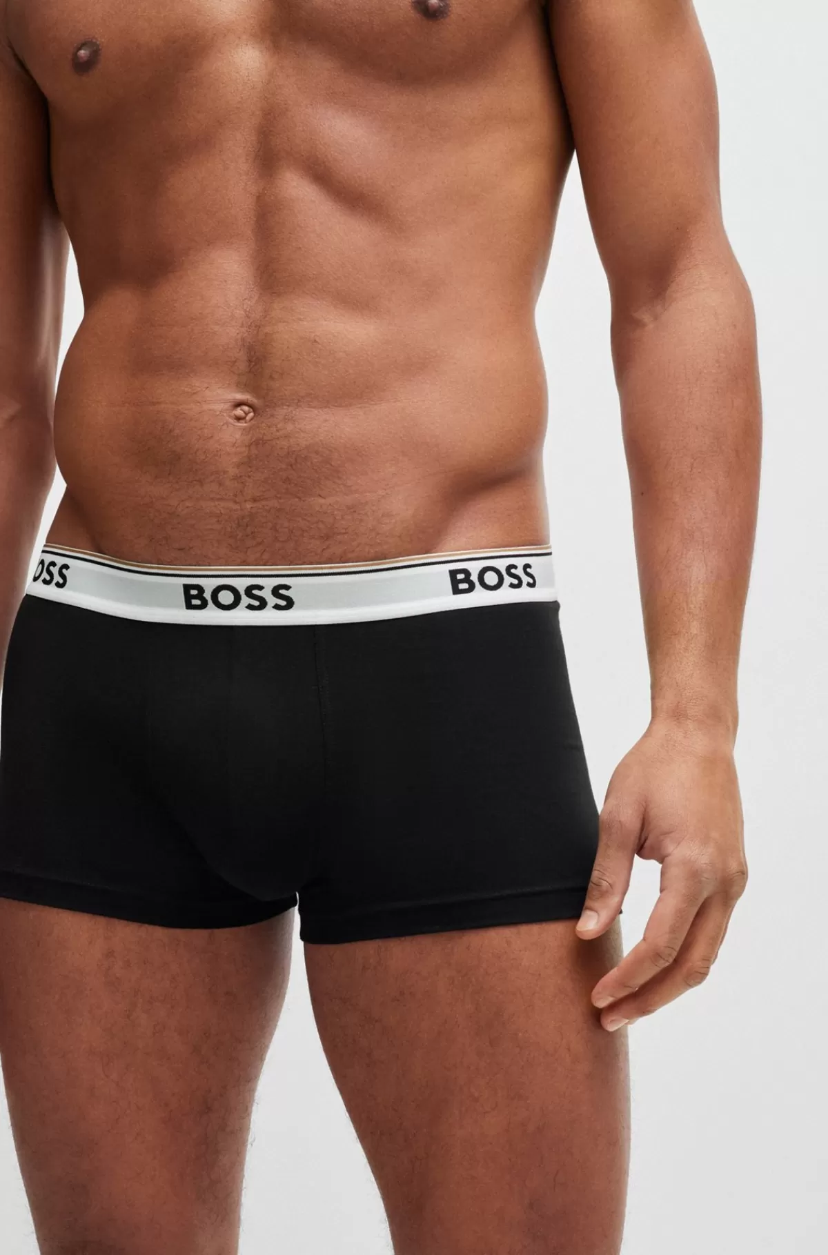 HUGO BOSS Pakke Med Tre Par Underbukser I Bomuld Med Stræk Og Logolinning Sort Store