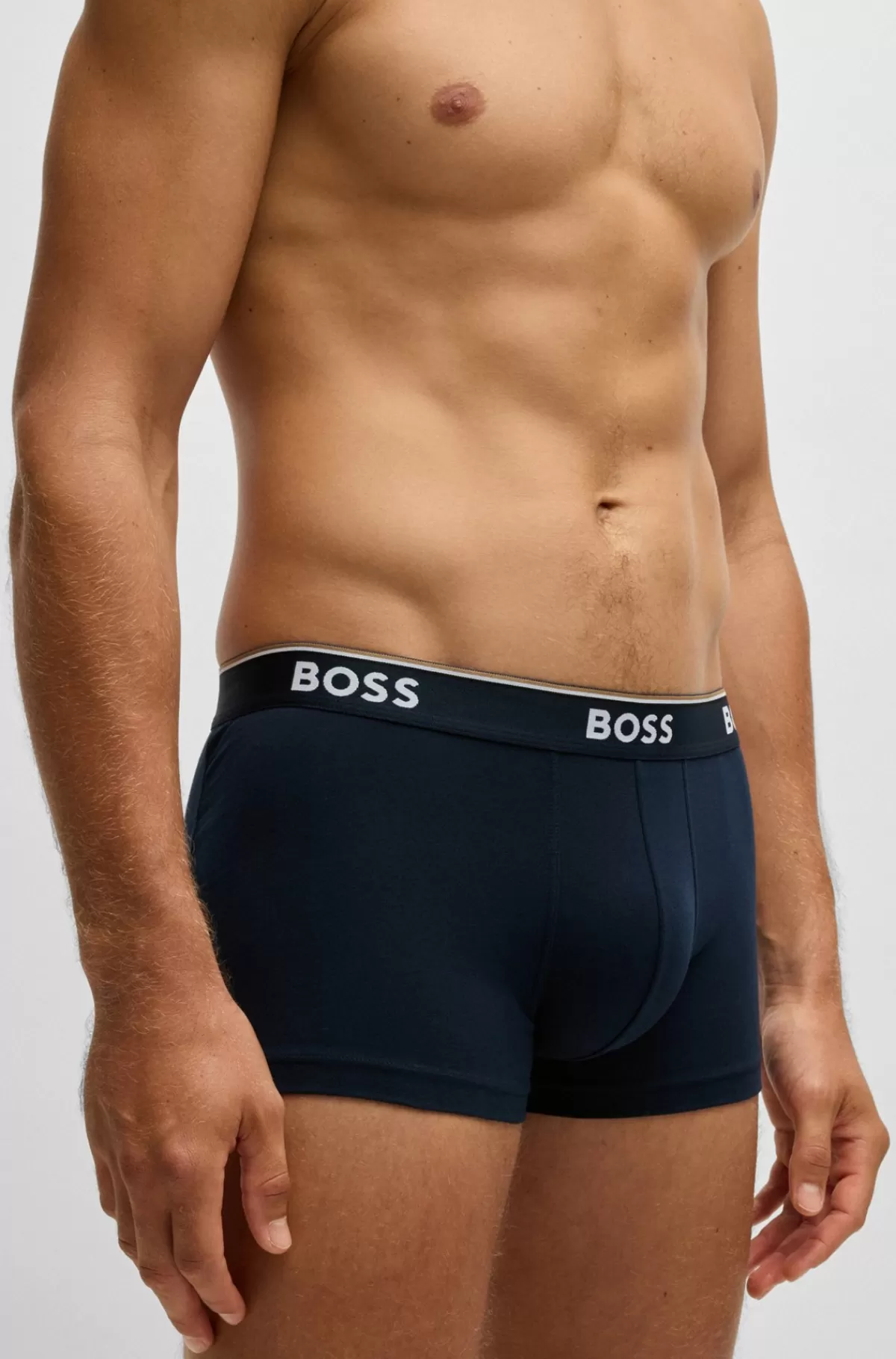 HUGO BOSS Pakke Med Tre Par Underbukser I Bomuld Med Stræk Og Logolinning Mørkeblå New
