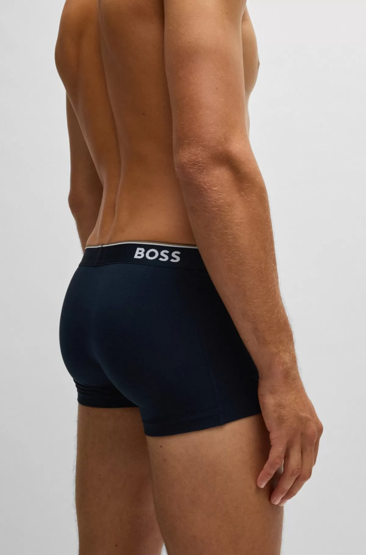 HUGO BOSS Pakke Med Tre Par Underbukser I Bomuld Med Stræk Og Logolinning Mørkeblå New