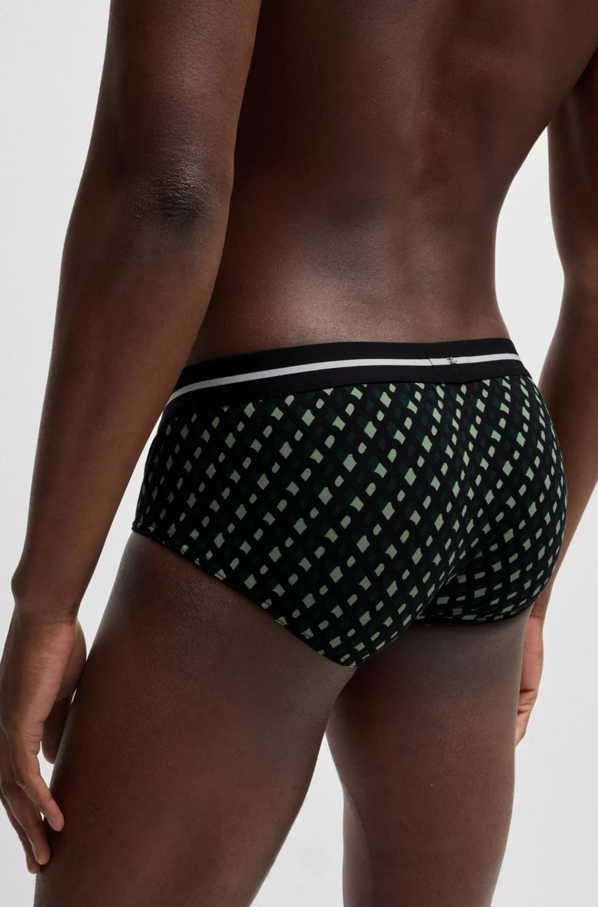 HUGO BOSS Pakke Med Tre Par Underbukser I Bomuld Med Stræk Og Logolinning Sort/mørkegrøn Flash Sale