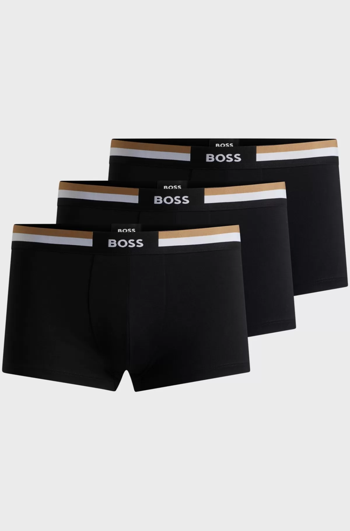 HUGO BOSS Pakke Med Tre Par Underbukser I Bomuldsblanding Med Signaturlinning Sort Cheap