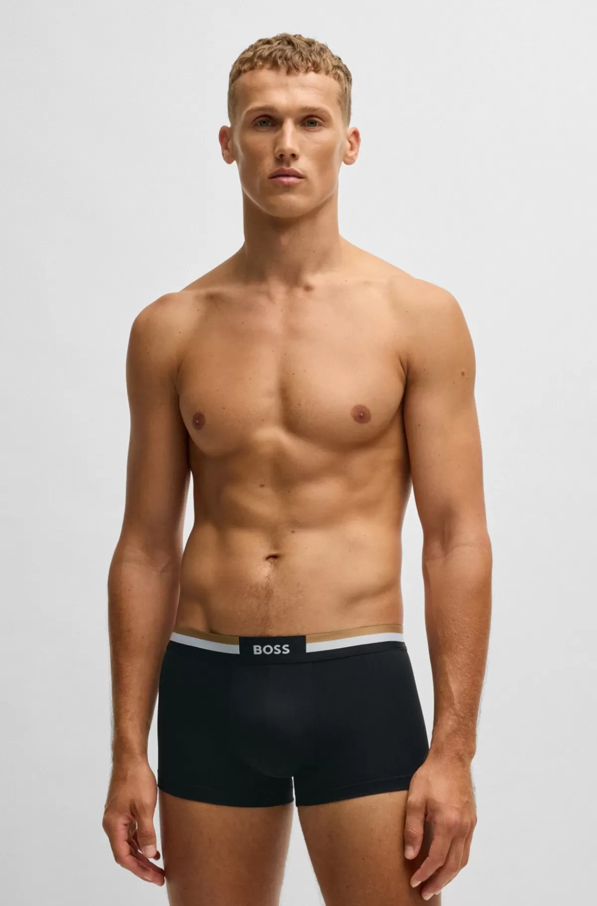 HUGO BOSS Pakke Med Tre Par Underbukser I Bomuldsblanding Med Signaturlinning Sort Cheap