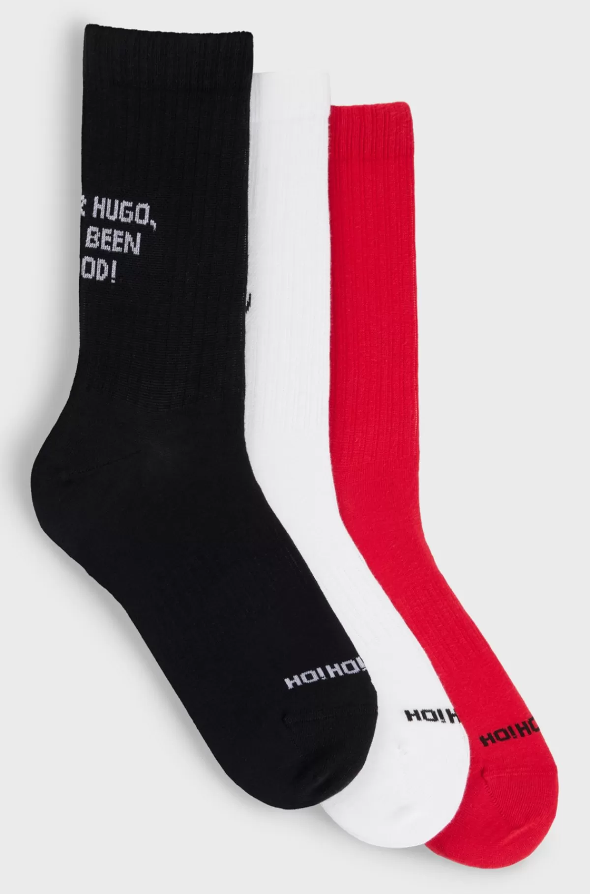 HUGO BOSS Pakke Med Tre Sæt Korte Strømper I En Bomuldsblanding Sort/hvid/rød Online