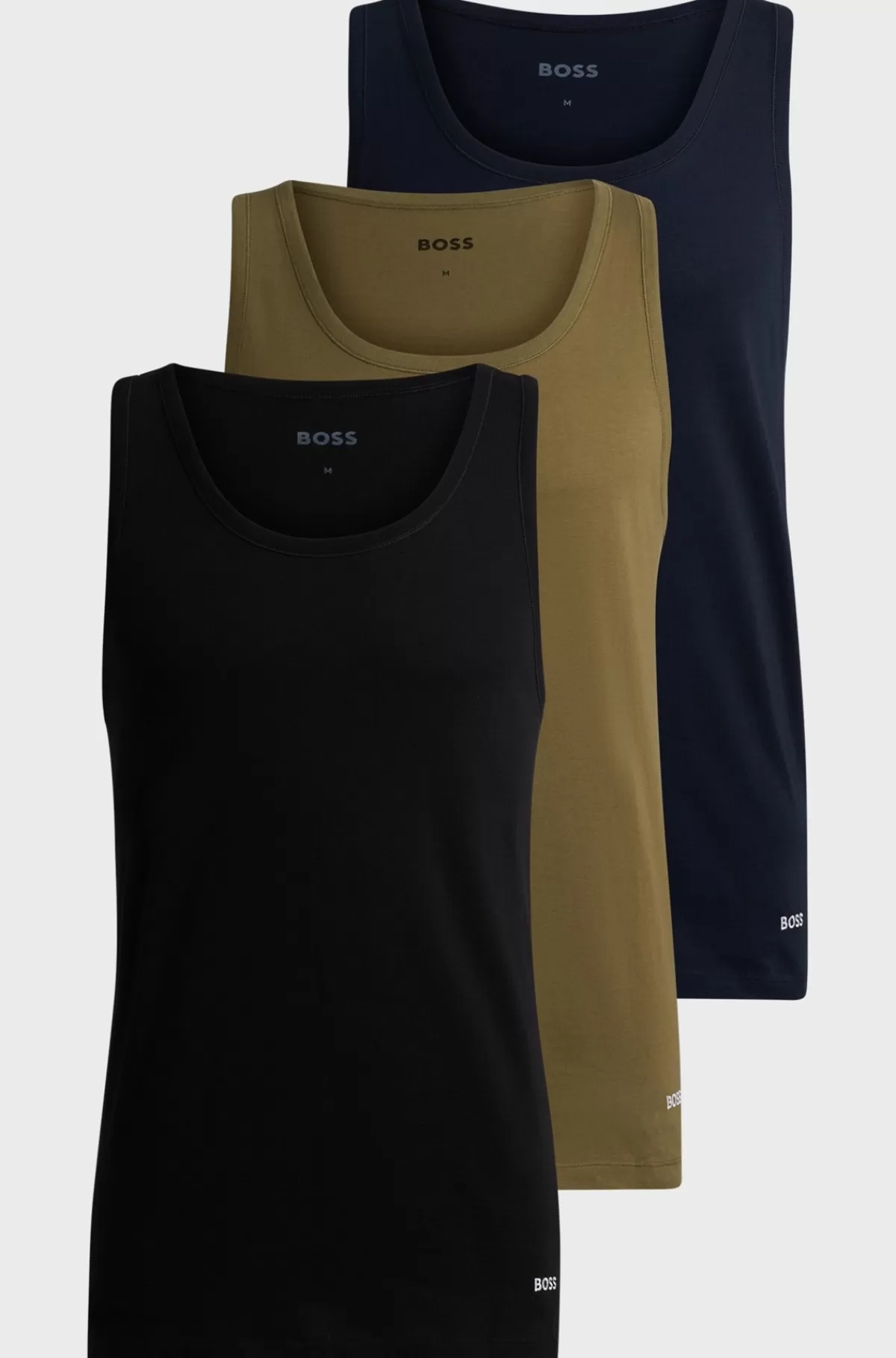 HUGO BOSS Pakke Med Tre Tanktoppe I Bomuld Sort / Grøn / Blå Flash Sale