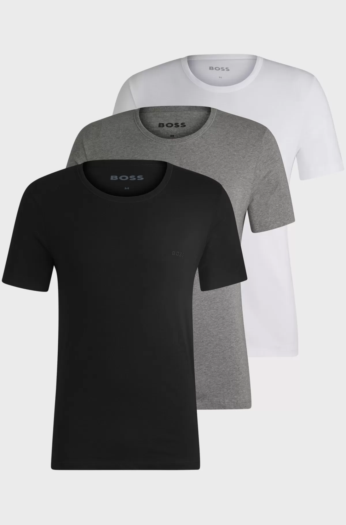 HUGO BOSS Pakke Med Tre T-shirts I Bomuld Med Broderet Logo Hvid/grå/sort Online