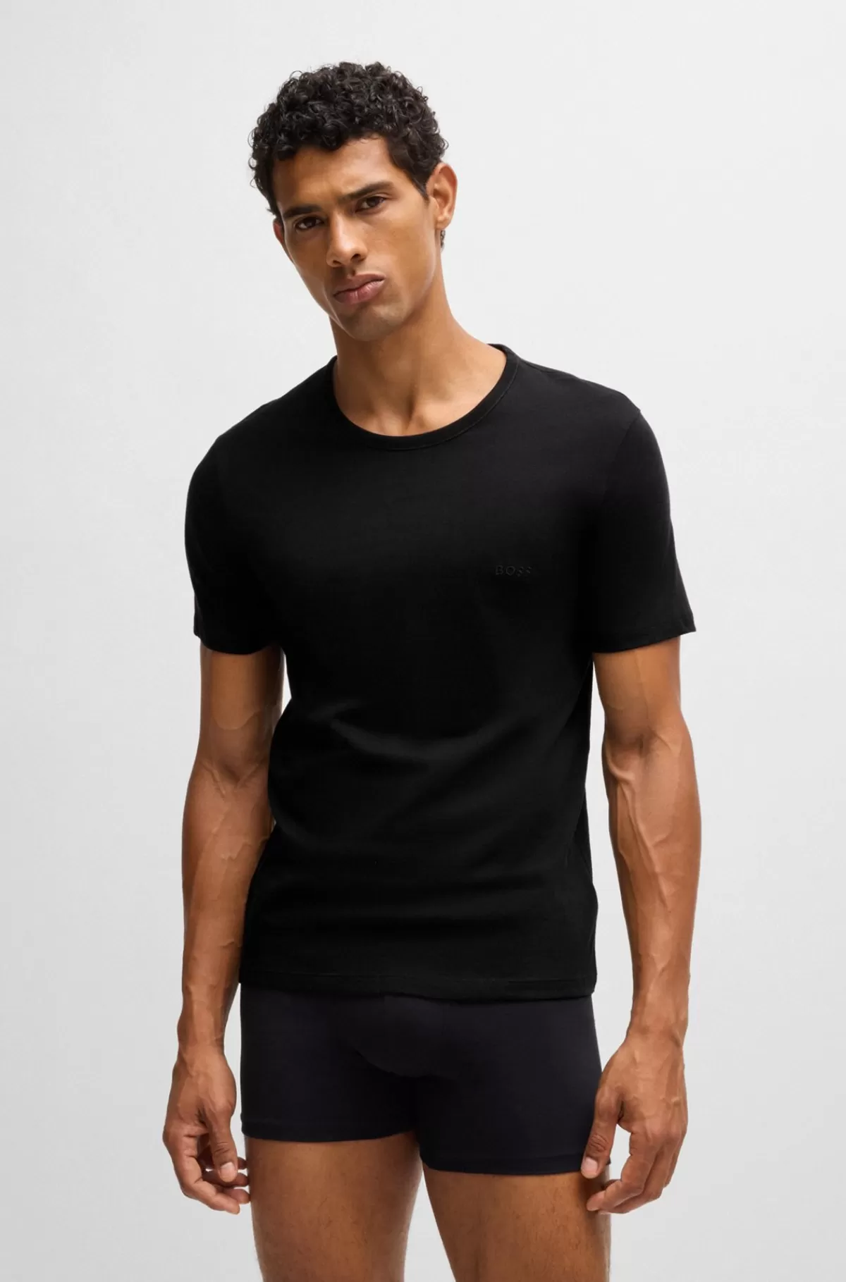HUGO BOSS Pakke Med Tre T-shirts I Bomuld Med Broderet Logo Sort Store