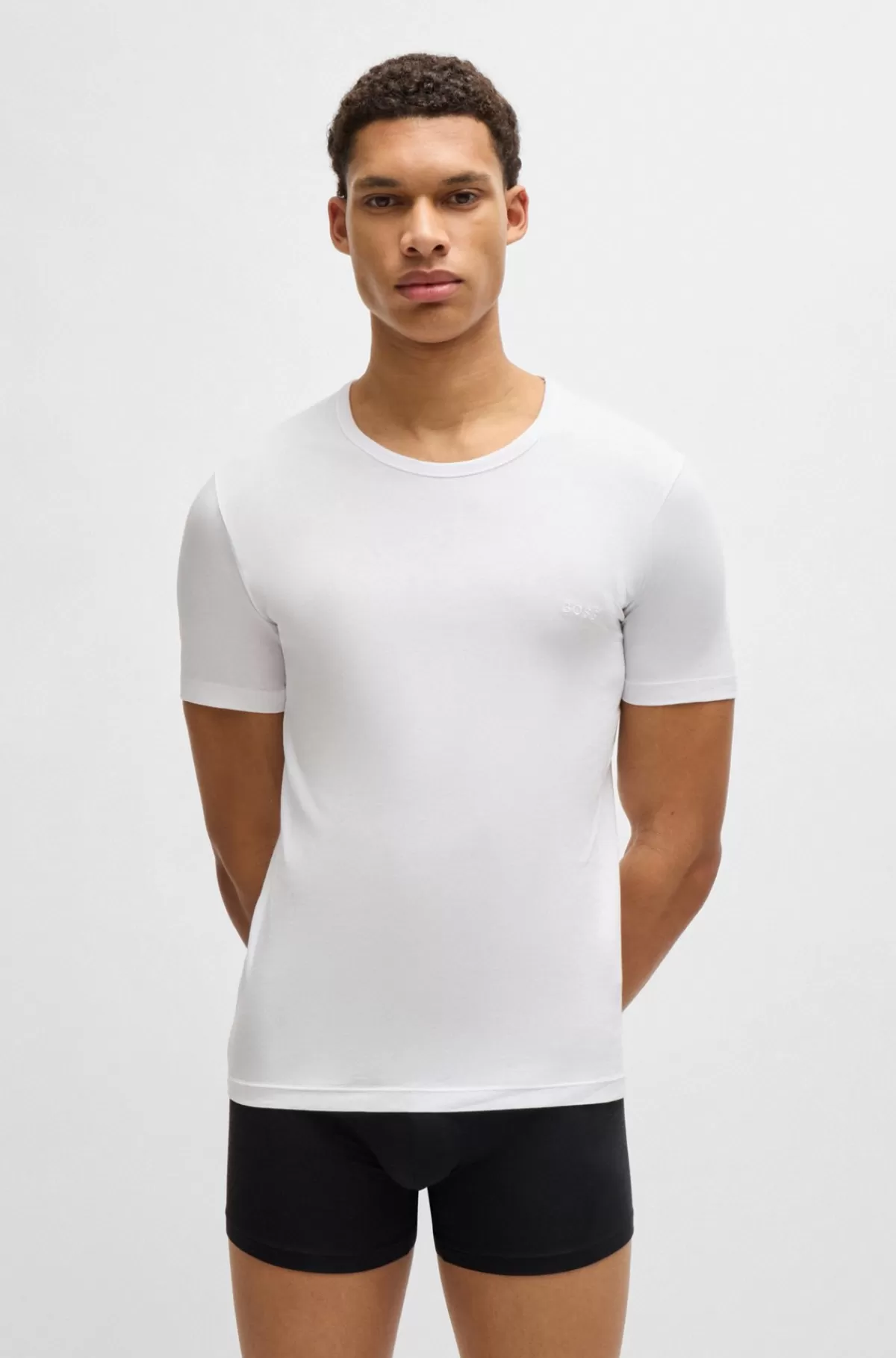 HUGO BOSS Pakke Med Tre T-shirts I Bomuld Med Broderet Logo Hvid Cheap