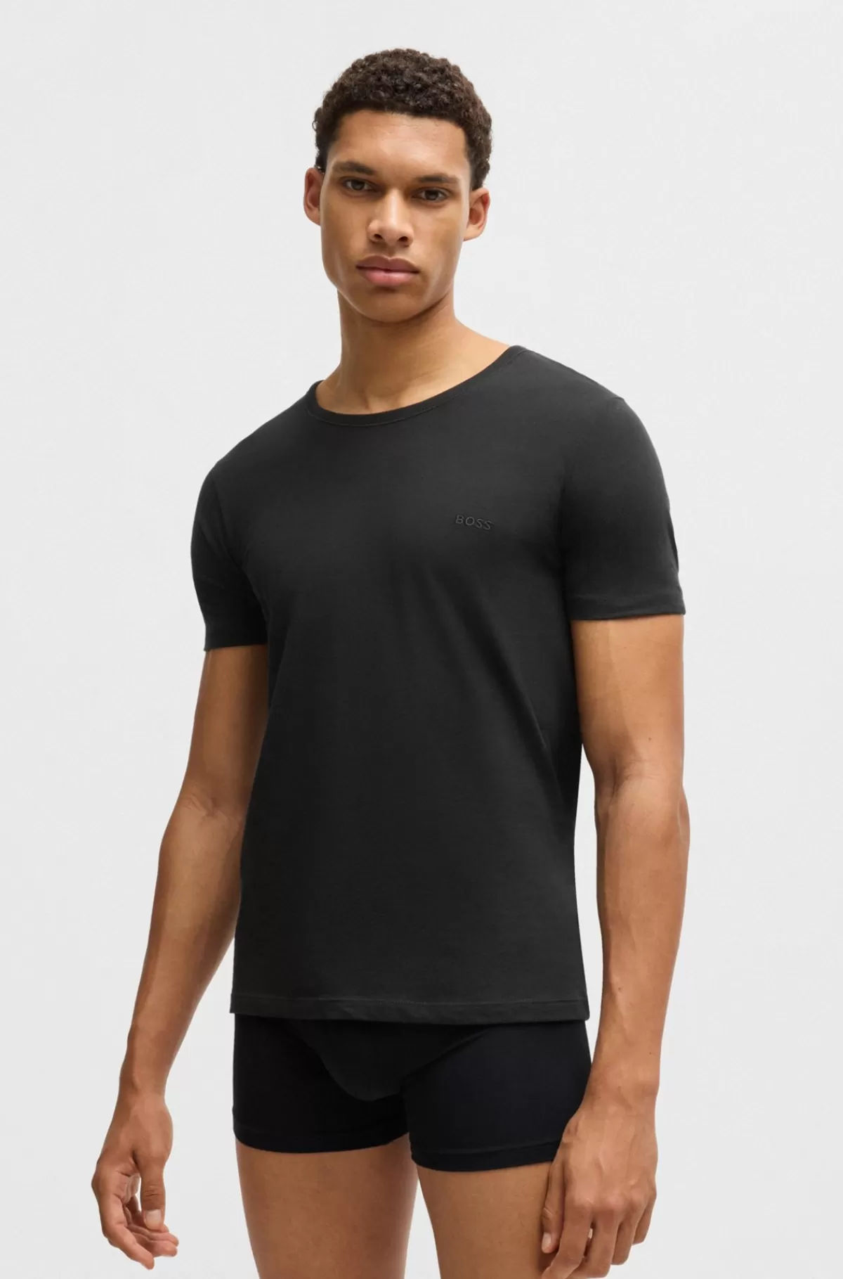 HUGO BOSS Pakke Med Tre T-shirts I Bomuld Med Broderet Logo Hvid/grå/sort Online