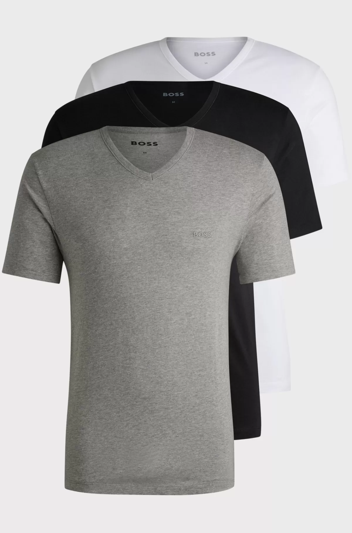 HUGO BOSS Pakke Med Tre T-shirts Med V-hals I Bomuldsjersey Hvid/grå/sort Best