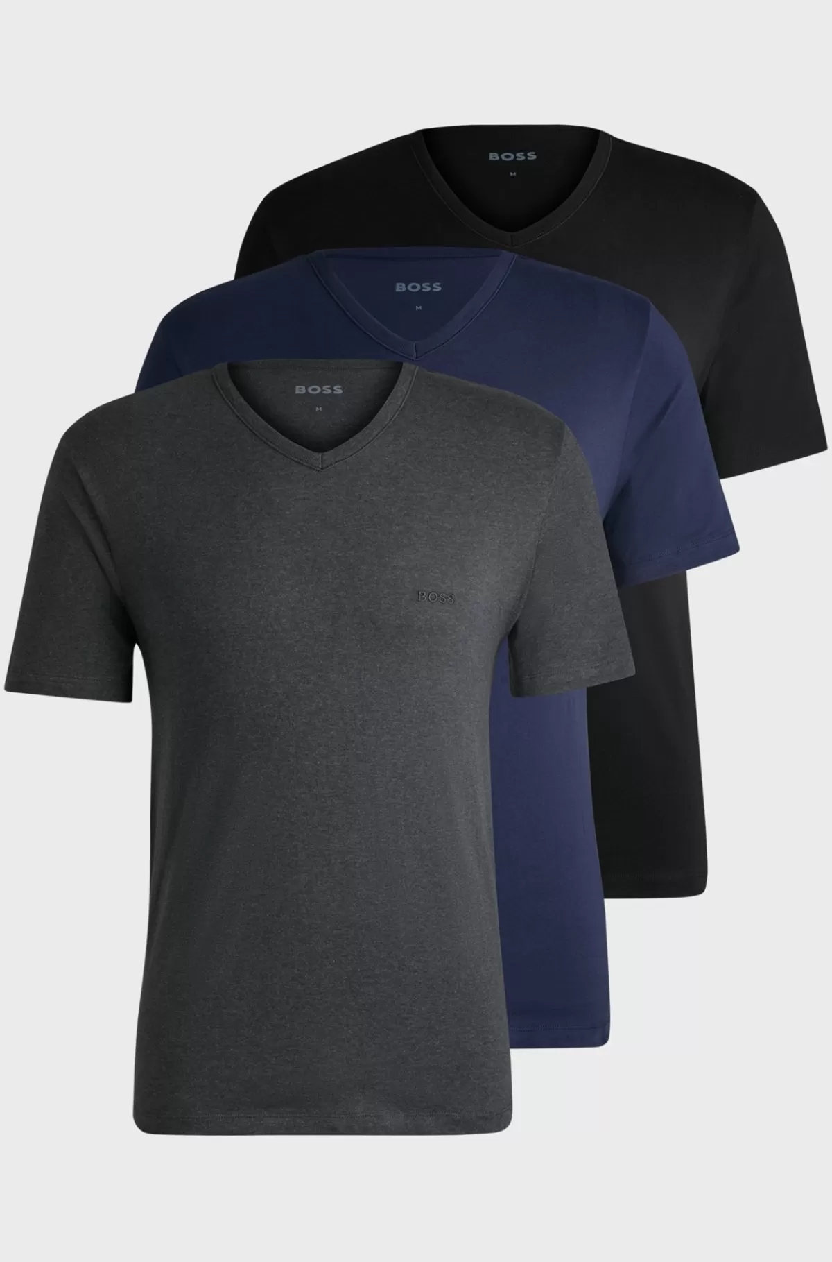 HUGO BOSS Pakke Med Tre T-shirts Med V-hals I Bomuldsjersey Lyseblå Clearance