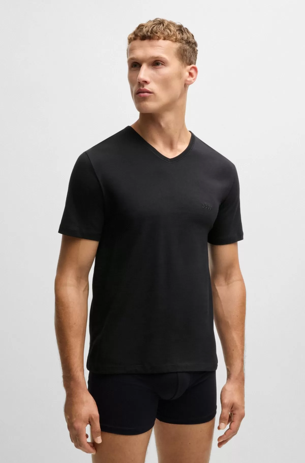 HUGO BOSS Pakke Med Tre T-shirts Med V-hals I Bomuldsjersey Hvid/grå/sort Best